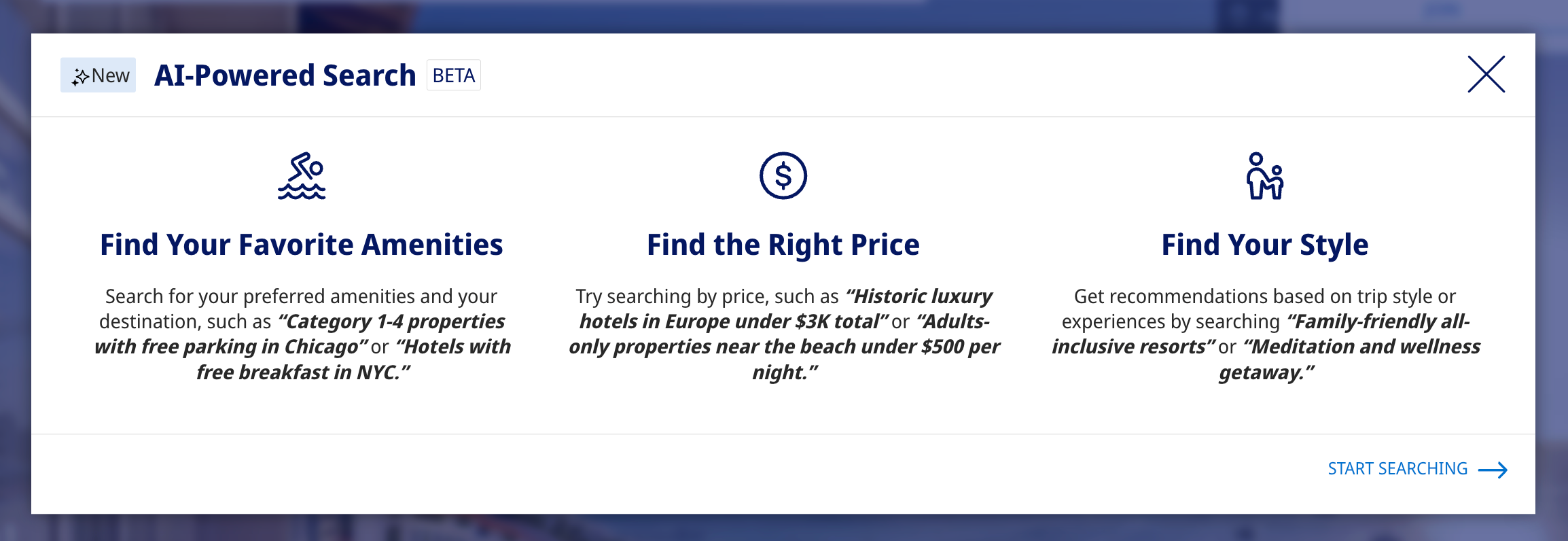 Hyatt search functionality
