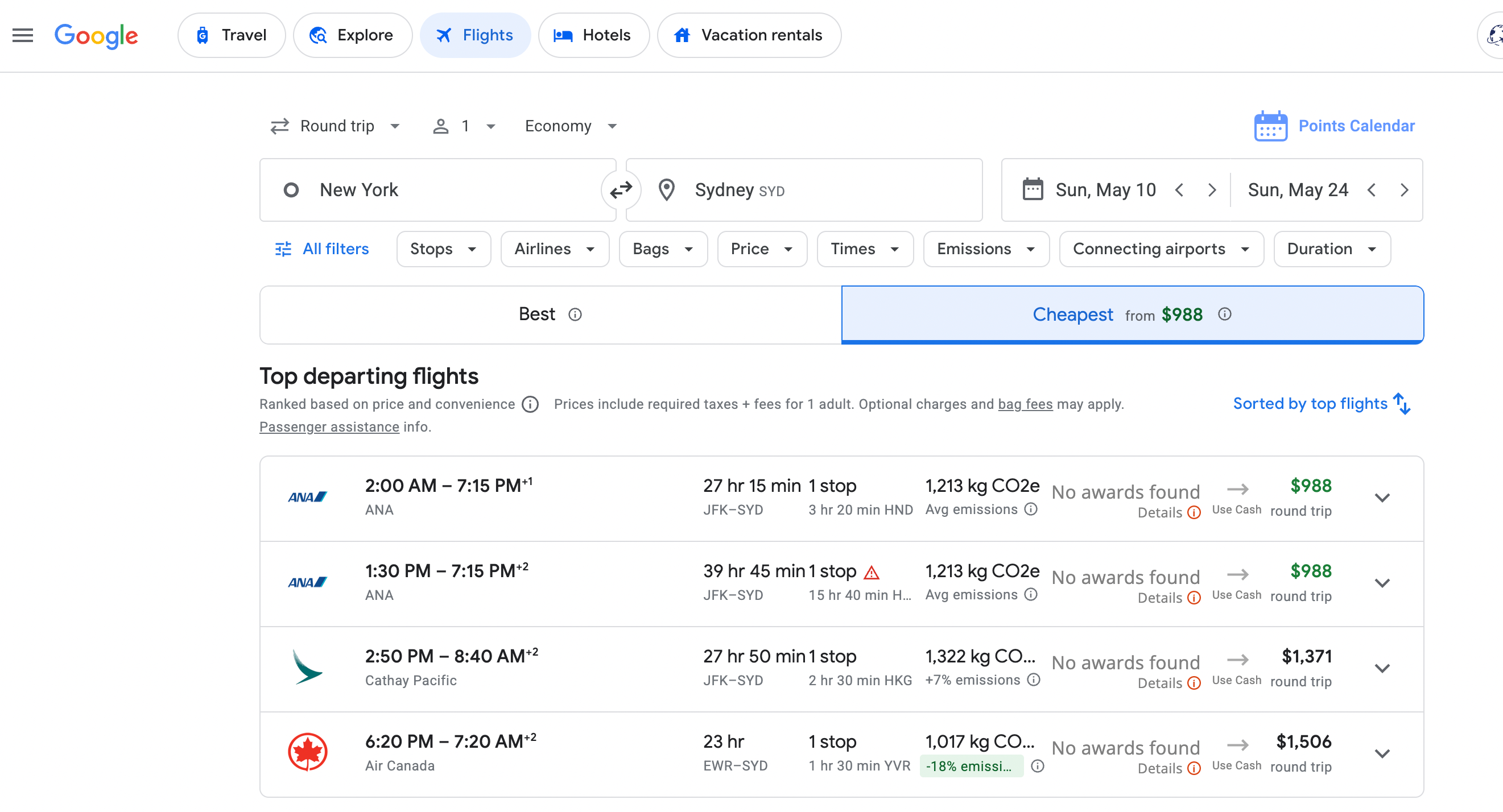 GOOGLE FLIGHTS SEARCH