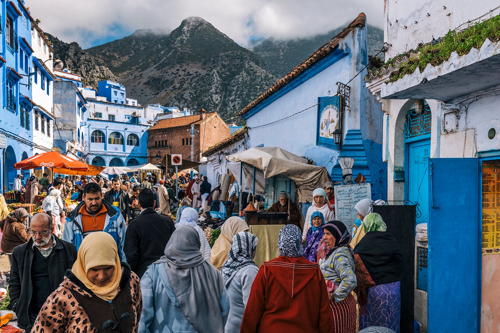 Chefchaouen is the blue town in the Rif mountains of Morocco.