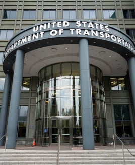 Washington, DC, USA - June 22, 2022: Front view of the United States Department of Transportation (DOT) headquarters in the Southeast Federal Center in Washington, DC.