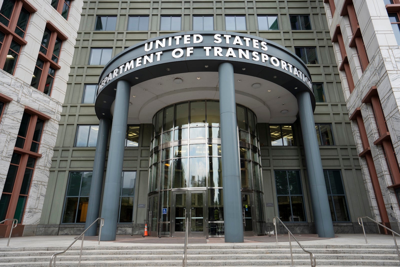 Washington, DC, USA - June 22, 2022: Front view of the United States Department of Transportation (DOT) headquarters in the Southeast Federal Center in Washington, DC.