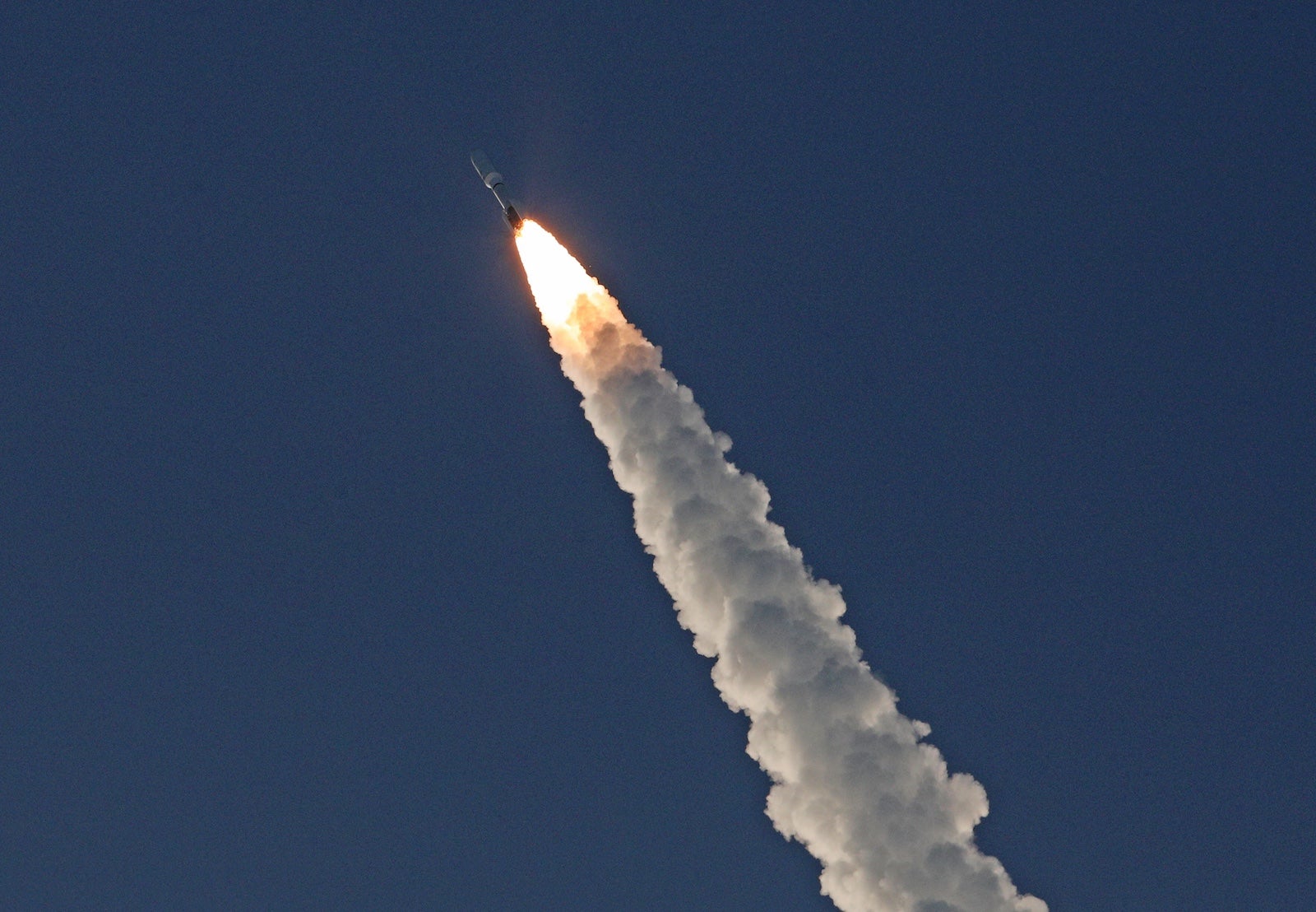 A satellite for Amazon's Project Kuiper launches from Kennedy Space Center in June 2025.