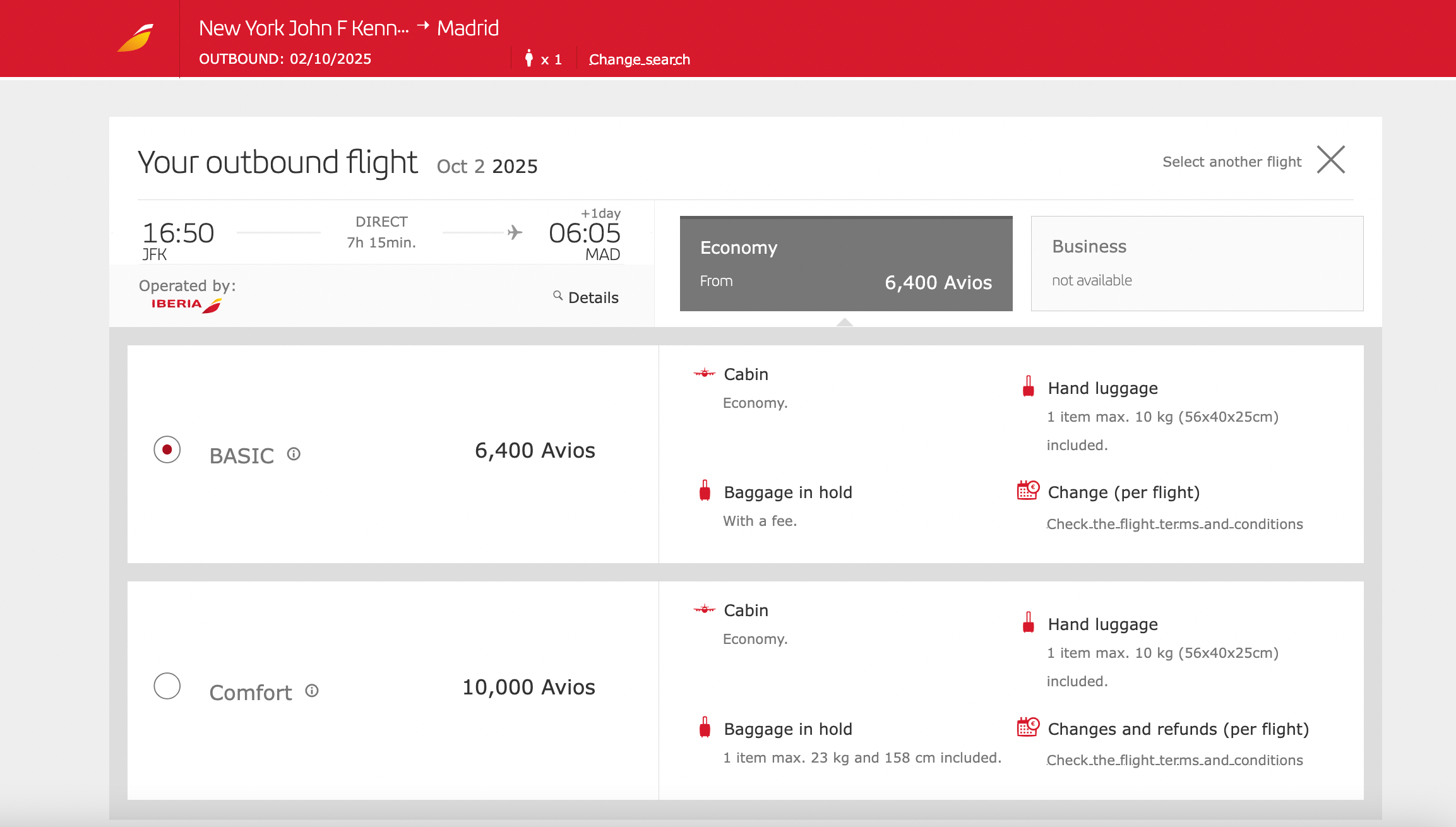 iberia basic economy