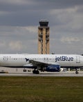 A JetBlue plane at Fort Lauderdale-Hollywood International Airport