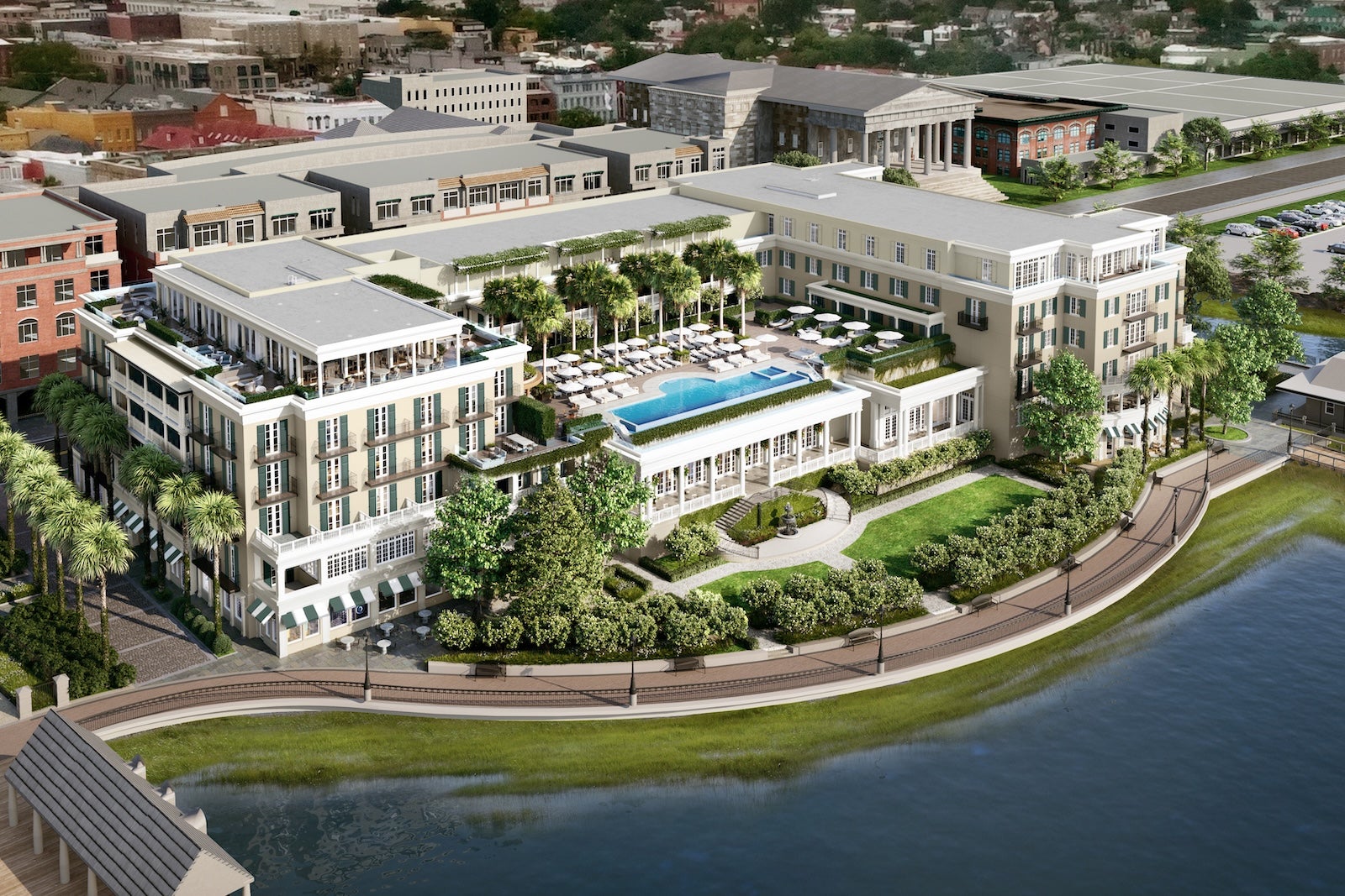 Tulum's Moxy, a Nordic Waldorf and other hotel news you missed 00 COOP Rendering Exterior Birdseye View from Water