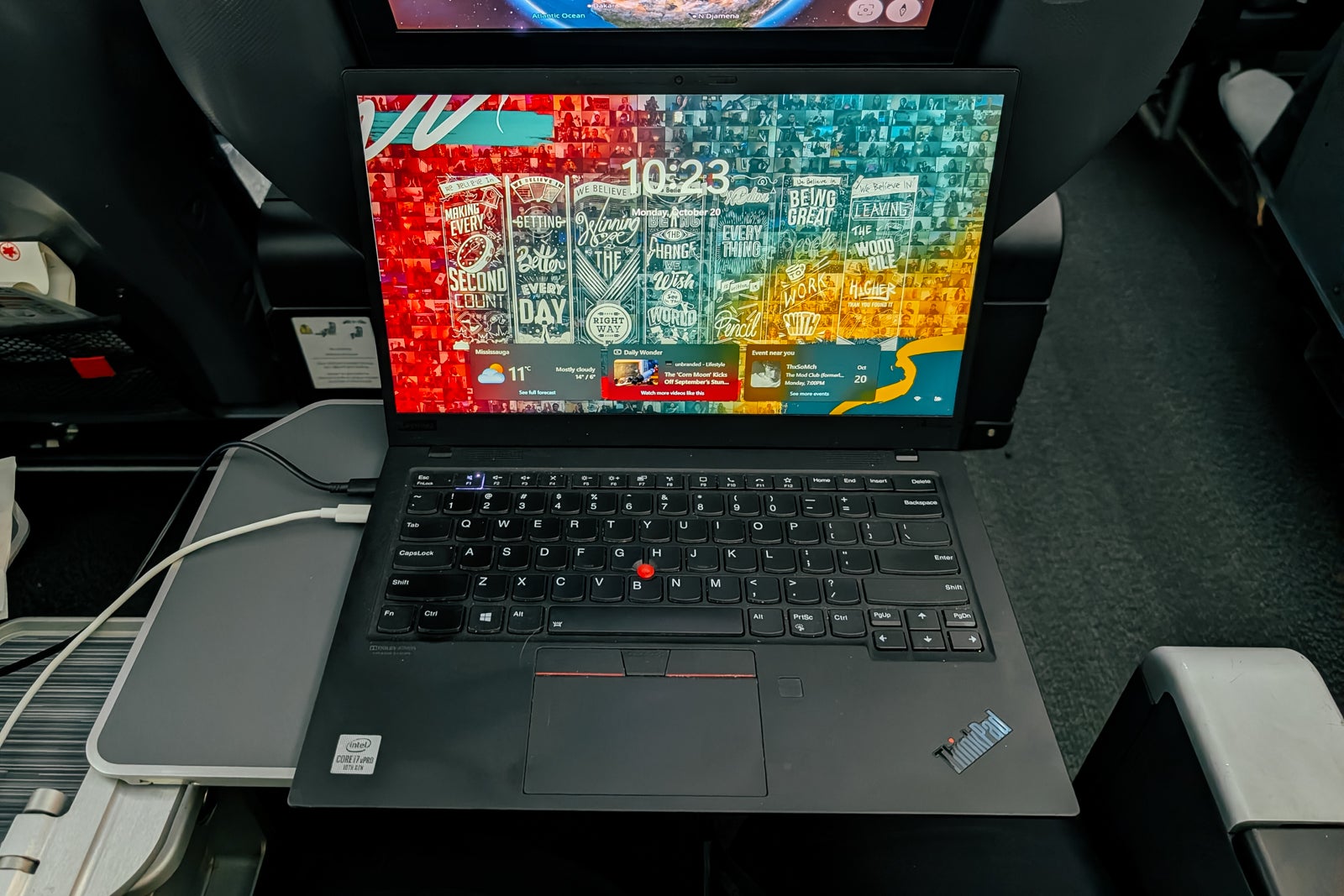 Plenty of room to work on my laptop in Air Canada premium economy