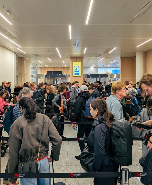 Exit immigration line for non-EU passport holders at Brussels airport