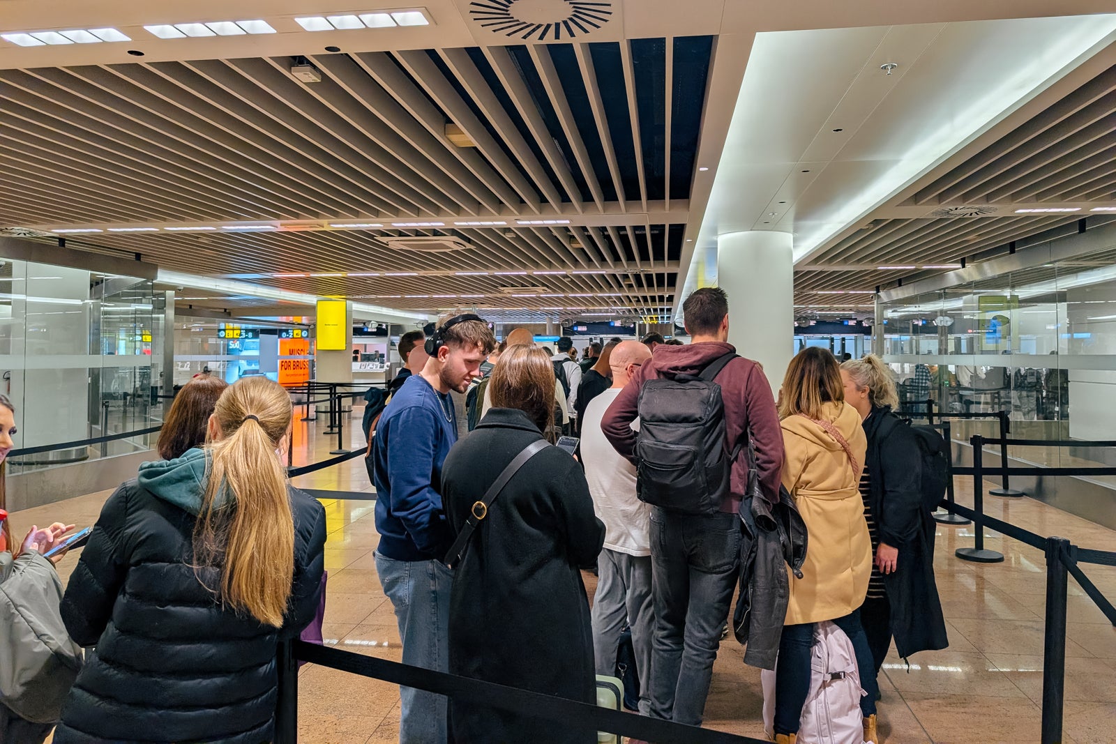 Entry immigration line at Brussels airport for non-EU passport holders