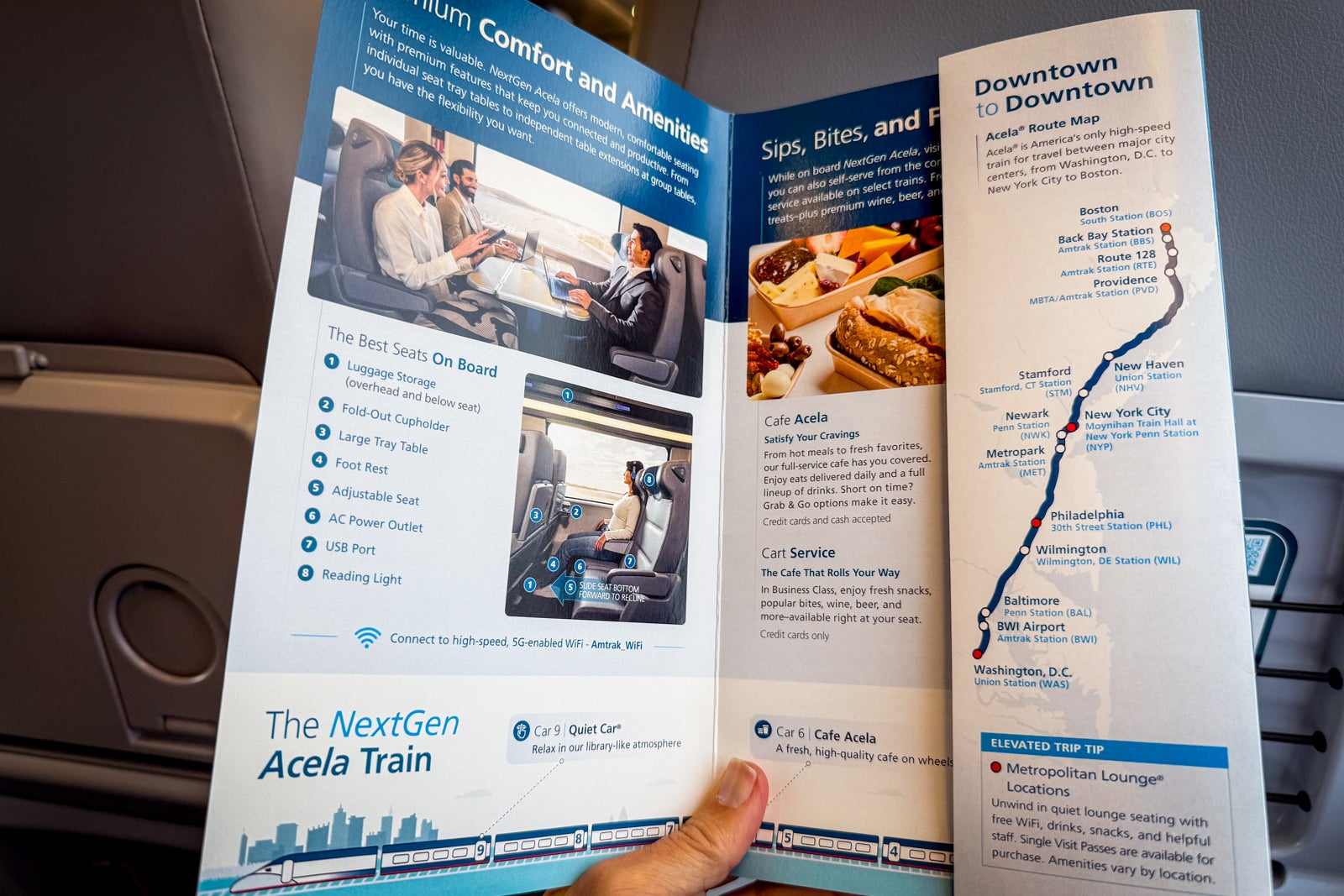 seat on nextgen acela train