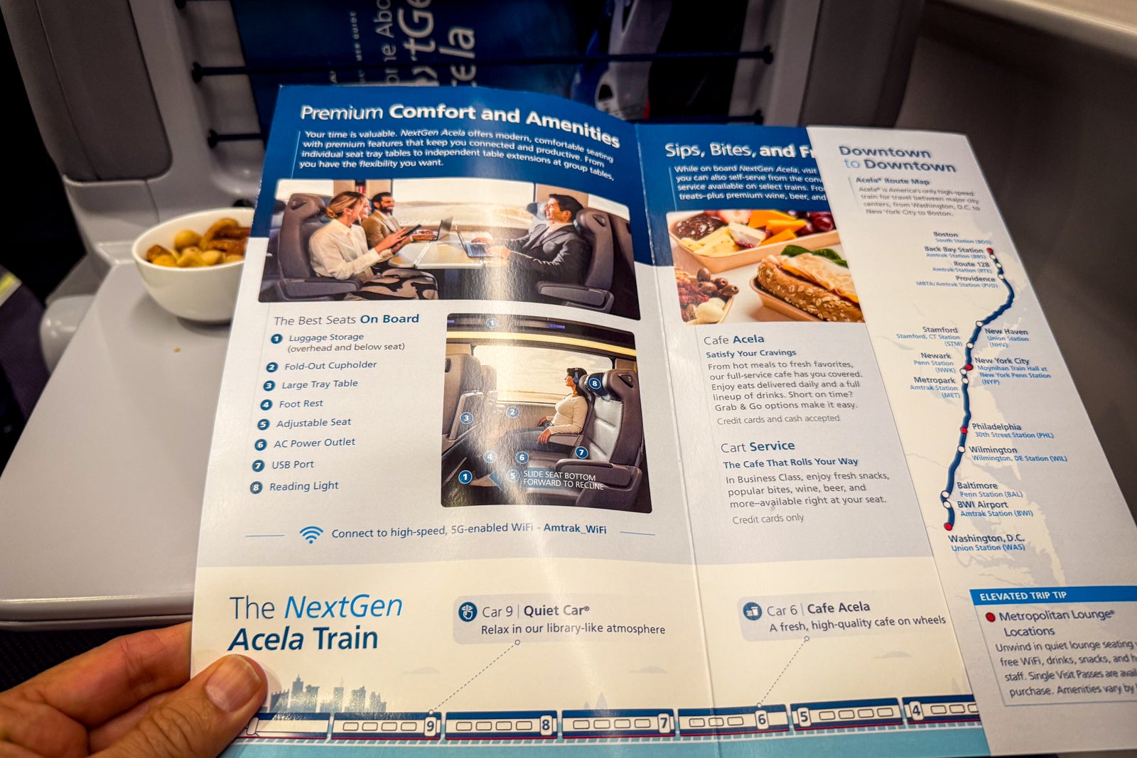 food menu on nextgen train