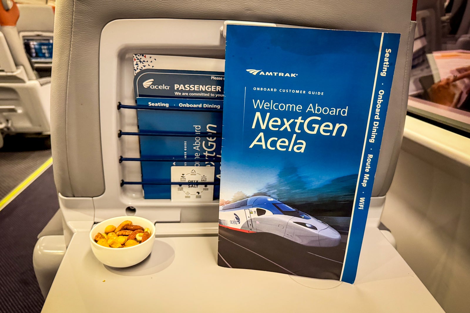 seat on nextgen train with snacks