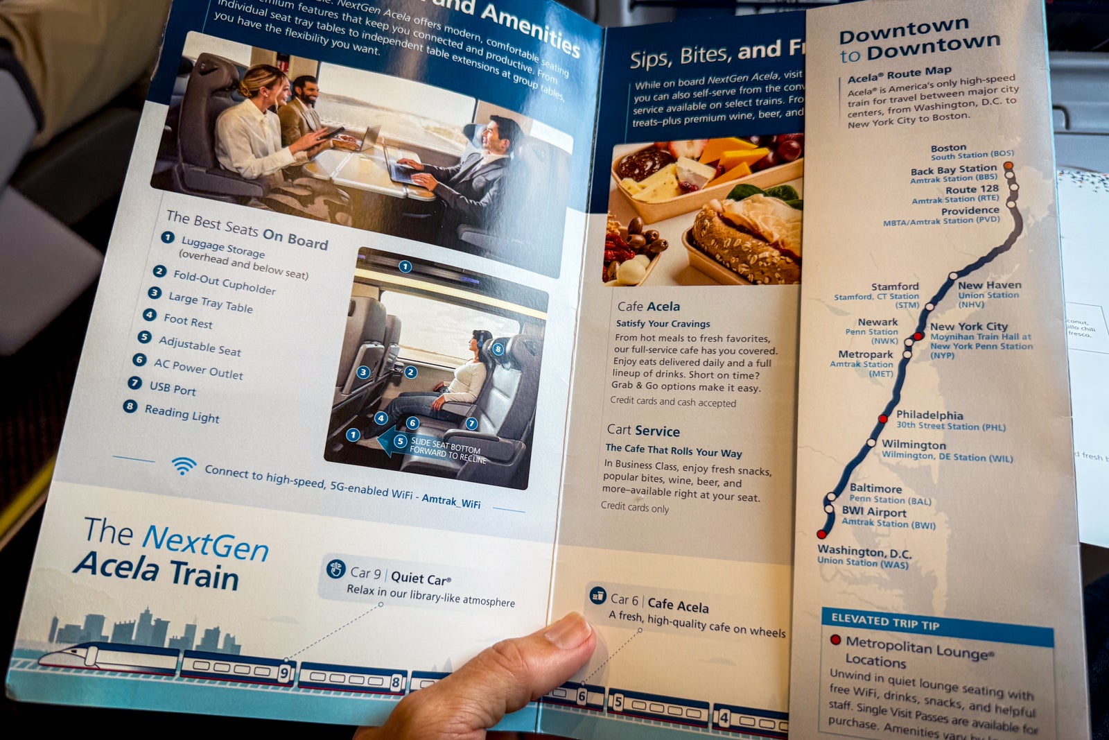 food menu on nextgen train