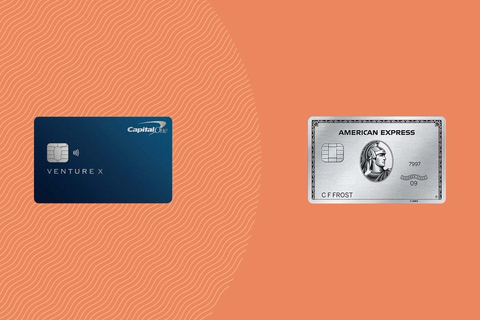 Capital One Venture X American Express Platinum card art