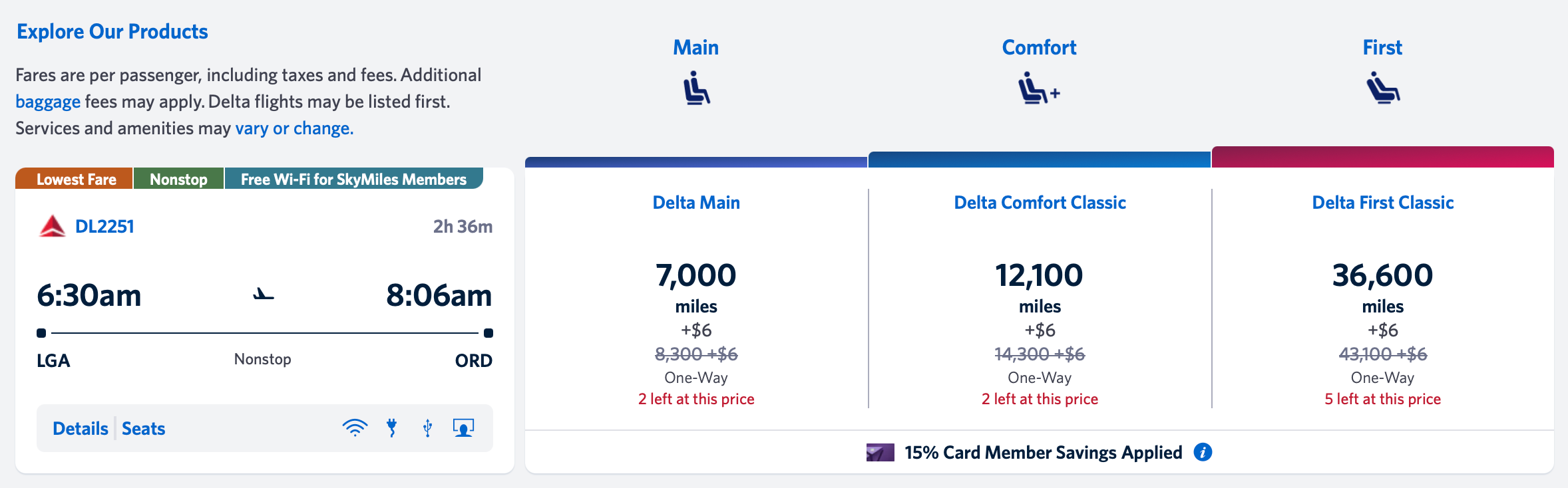 Delta award flight with Reserve card discount