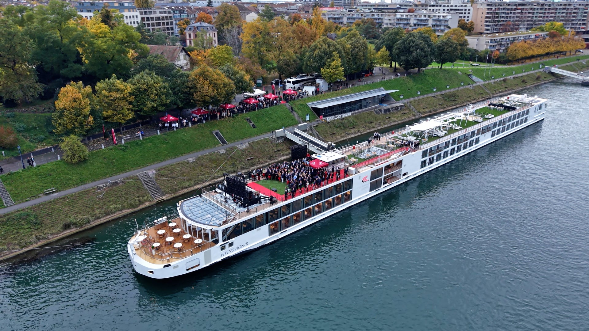 The Viking Honir docked in Basel, Switzerland.
