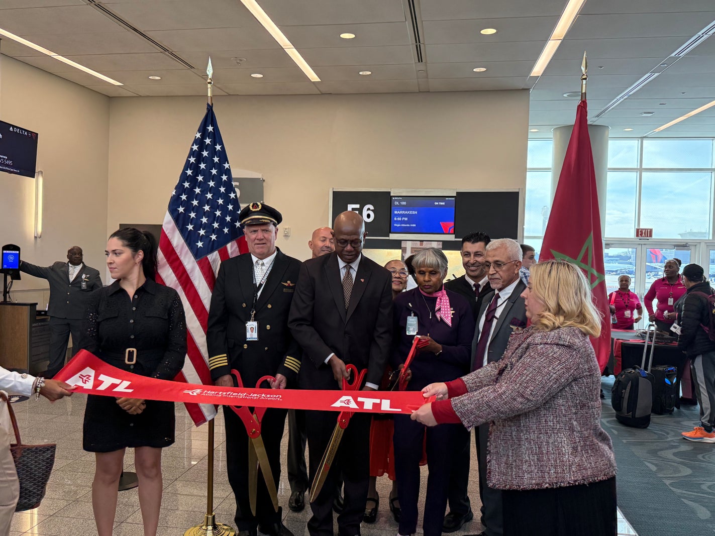 Ribbon cutting for the Marrakech flight. CLINT HENDERSON/THE POINTS GUY