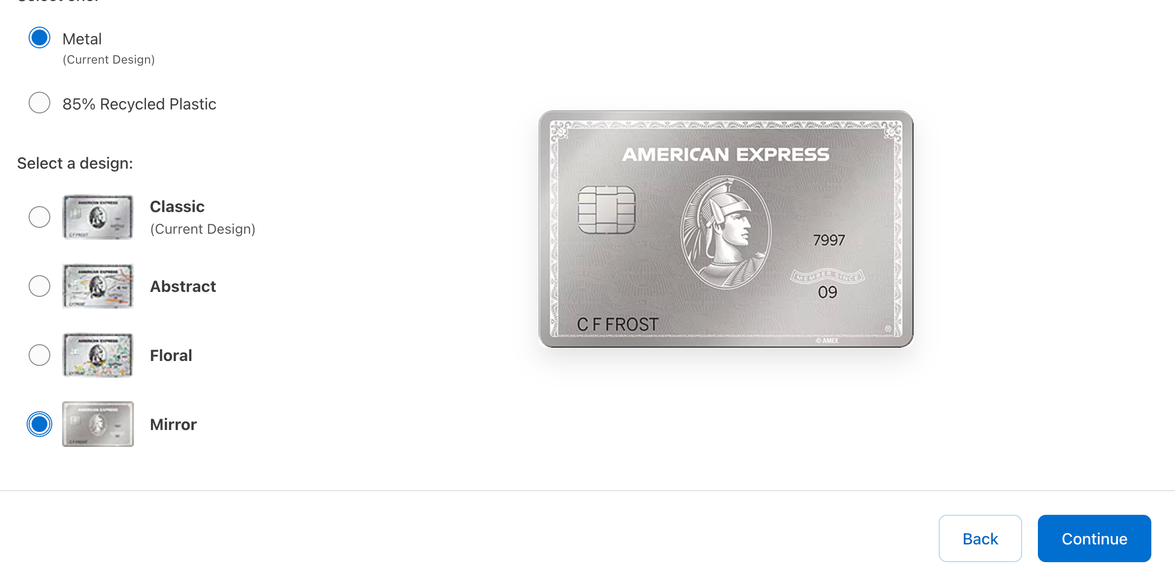 American Express card replacement. AMERICAN EXPRESS.