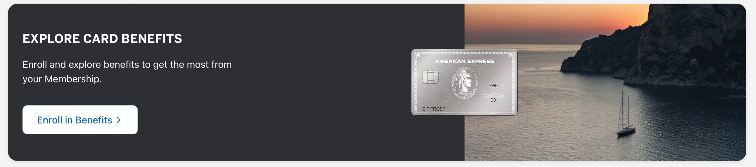 Amex Platinum benefit enrollment screen
