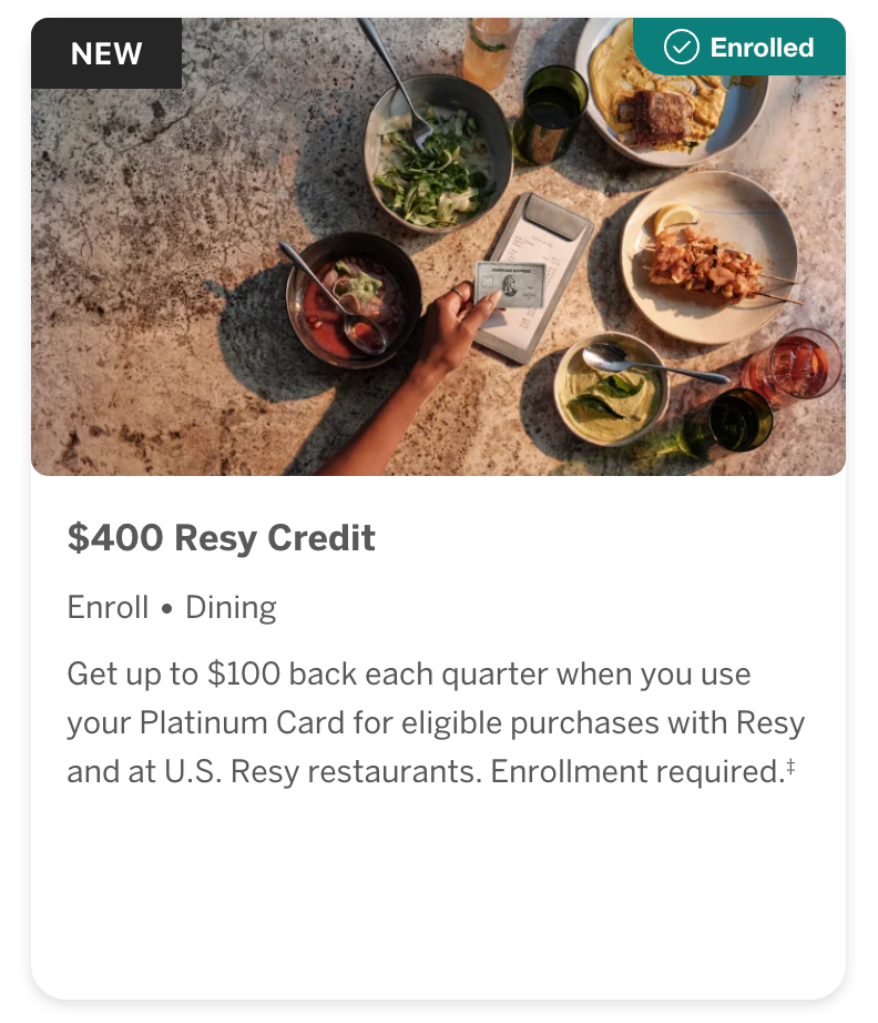 Resy credit screenshot