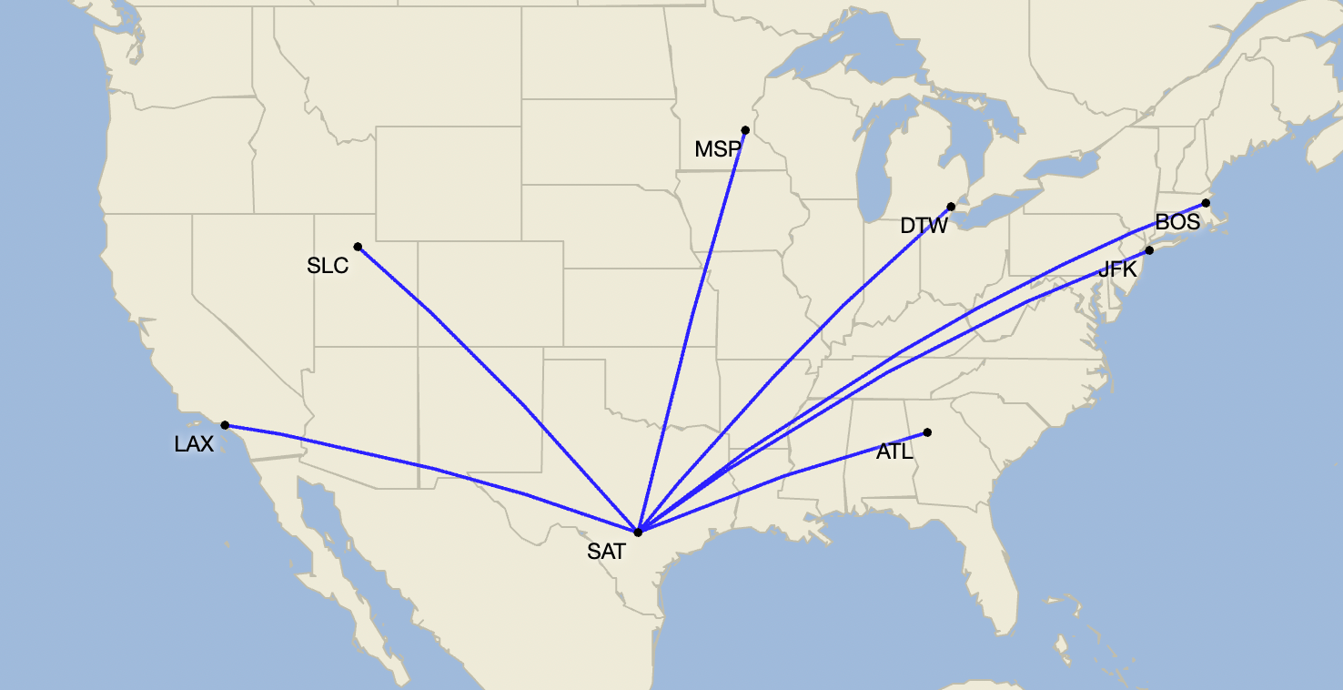 Delta SAT routes 2026