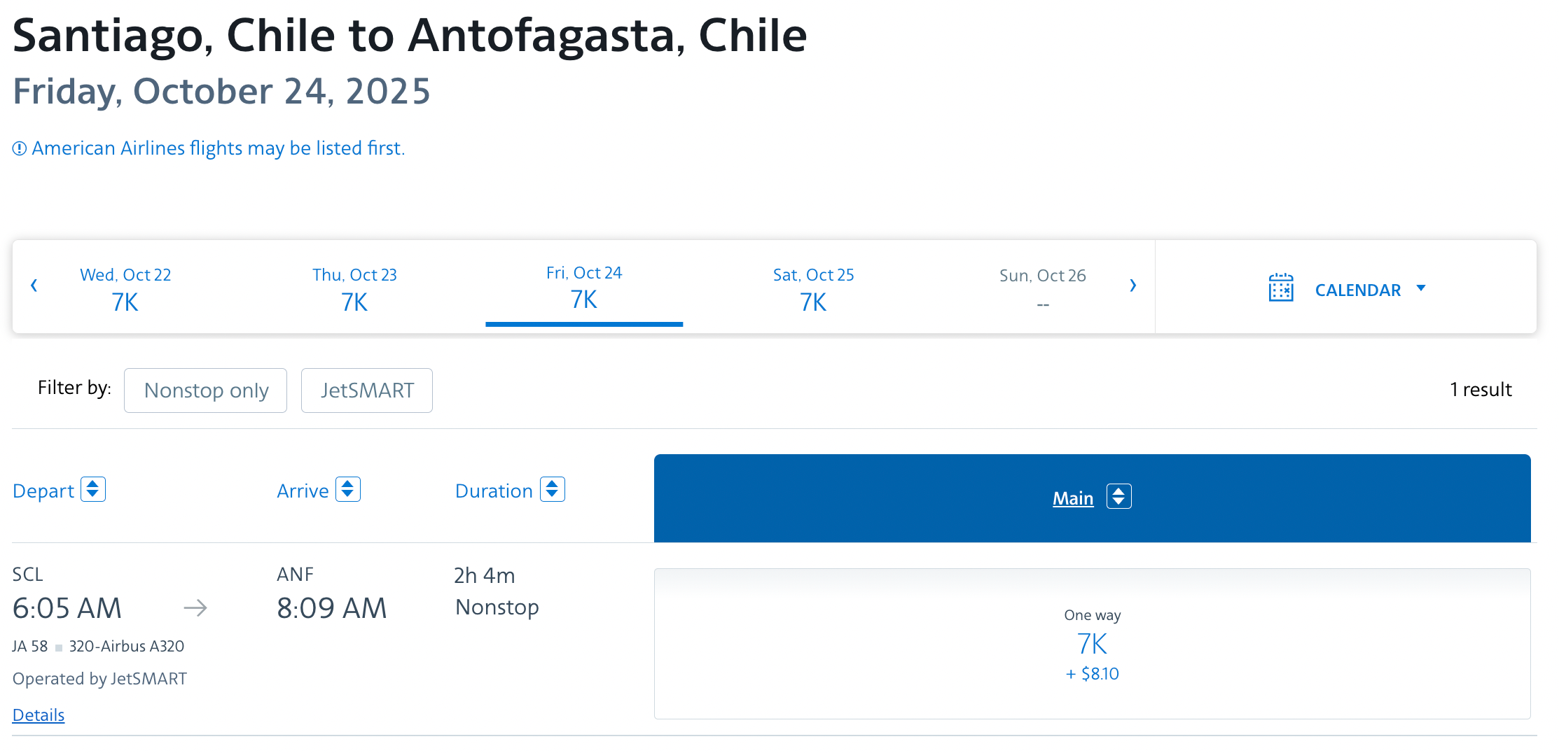 AAdvantage JetSmart redemption