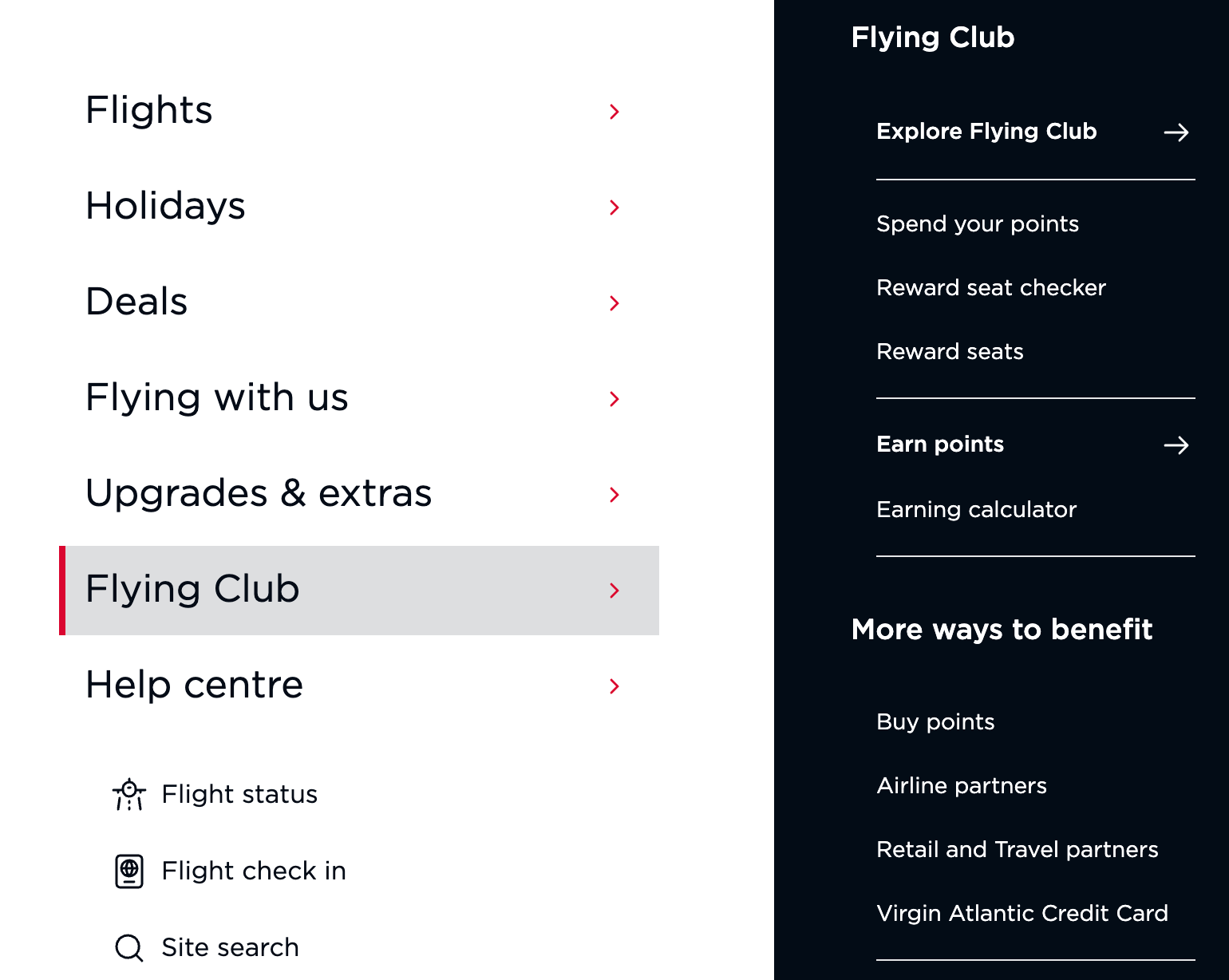 Virgin Atlantic Flying Club screenshot