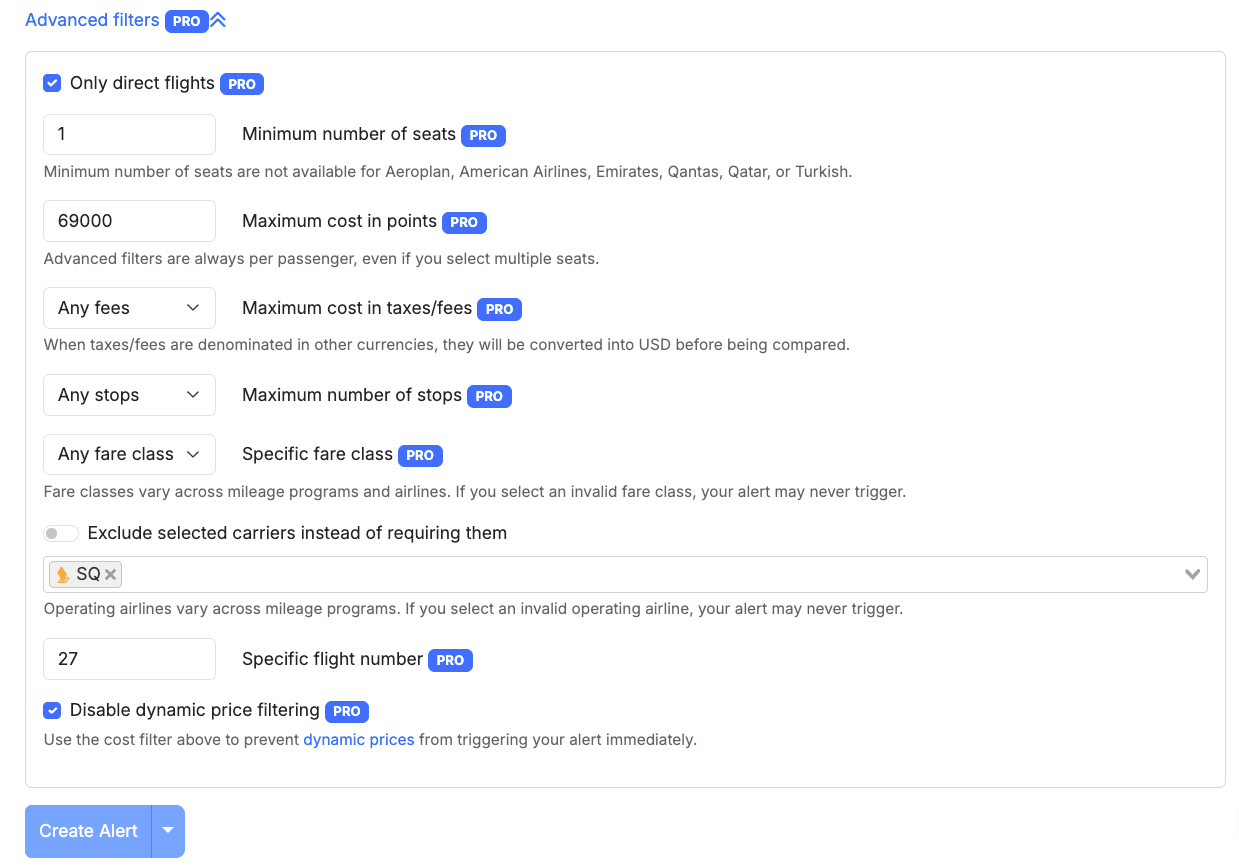 Seats.aero screenshot