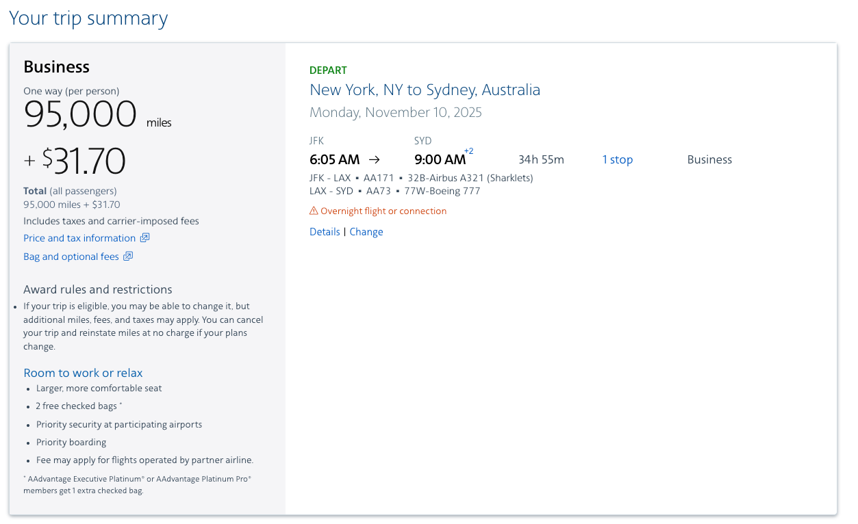 AAdvantage screenshot
