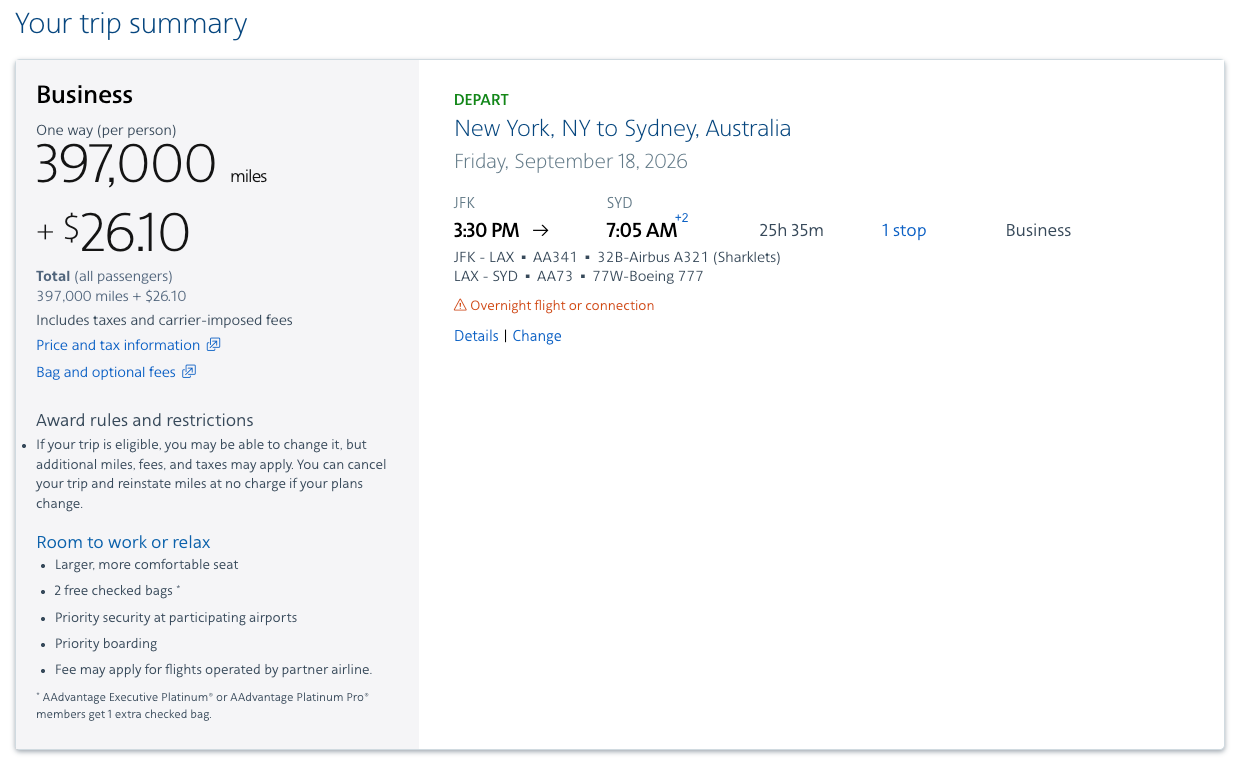 AAdvantage screenshot