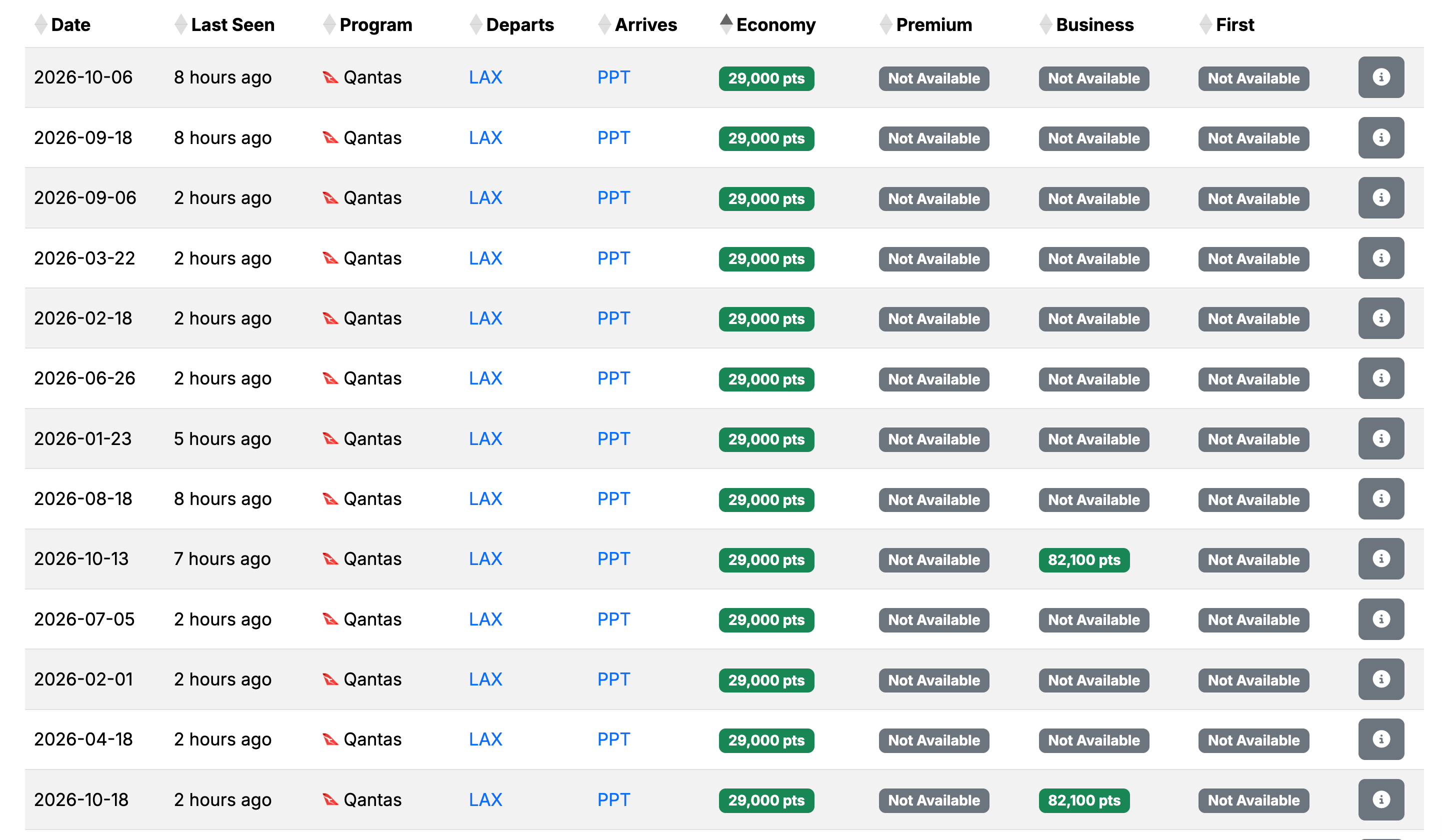 Seats.aero screenshot