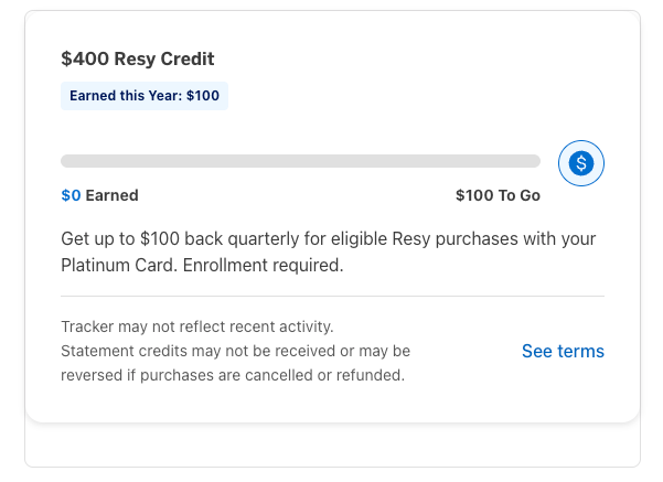 American Express Resy credit tracker