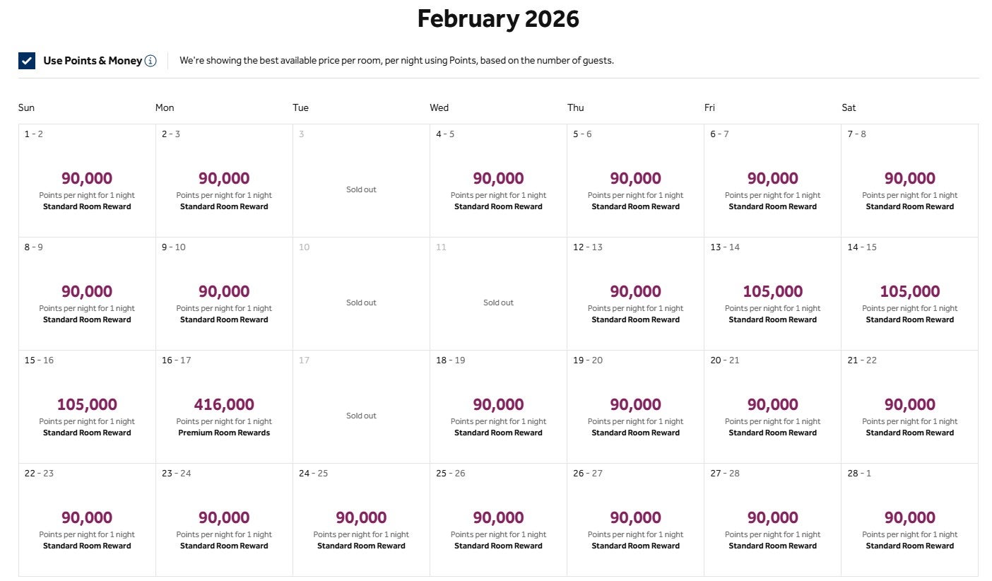 Hilton award pricing at Conrad Orlando