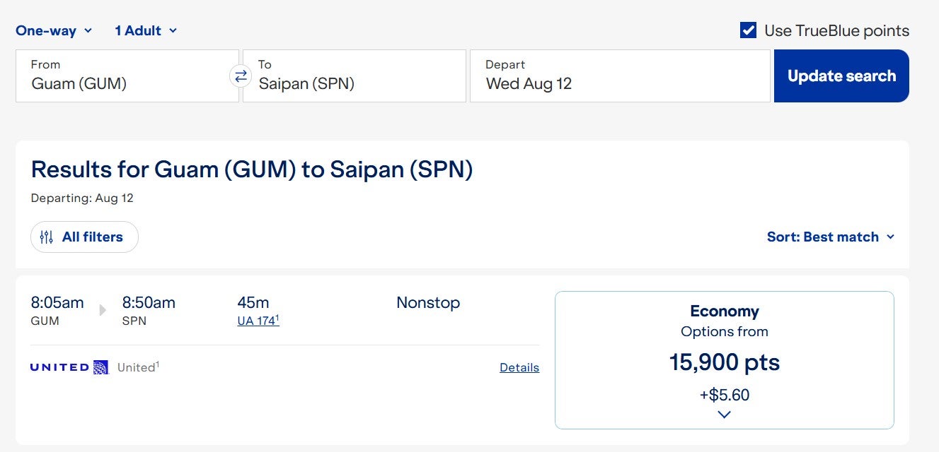 Redeeming JetBlue points for a United-operated flight