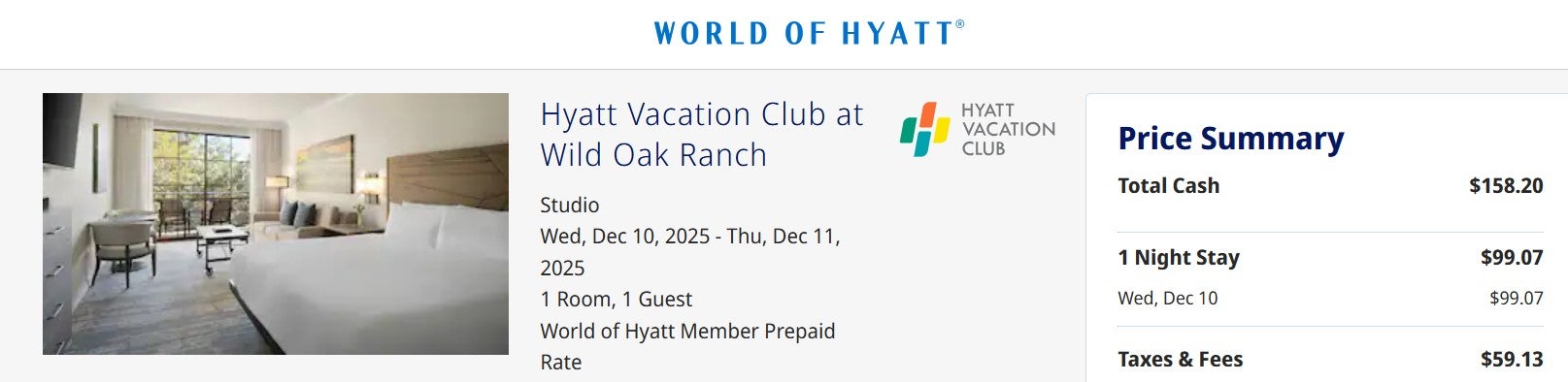 Hyatt Vacation Club booking
