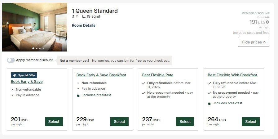 IHG book early and save rate for nonmembers