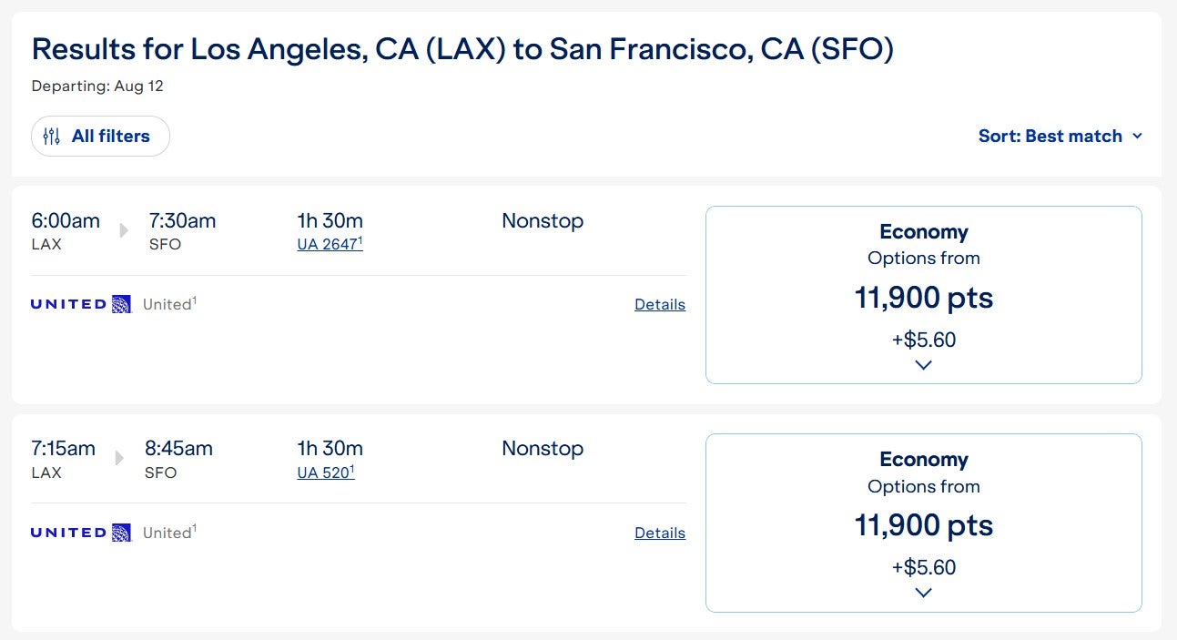 Redeeming JetBlue points for a United-operated flight