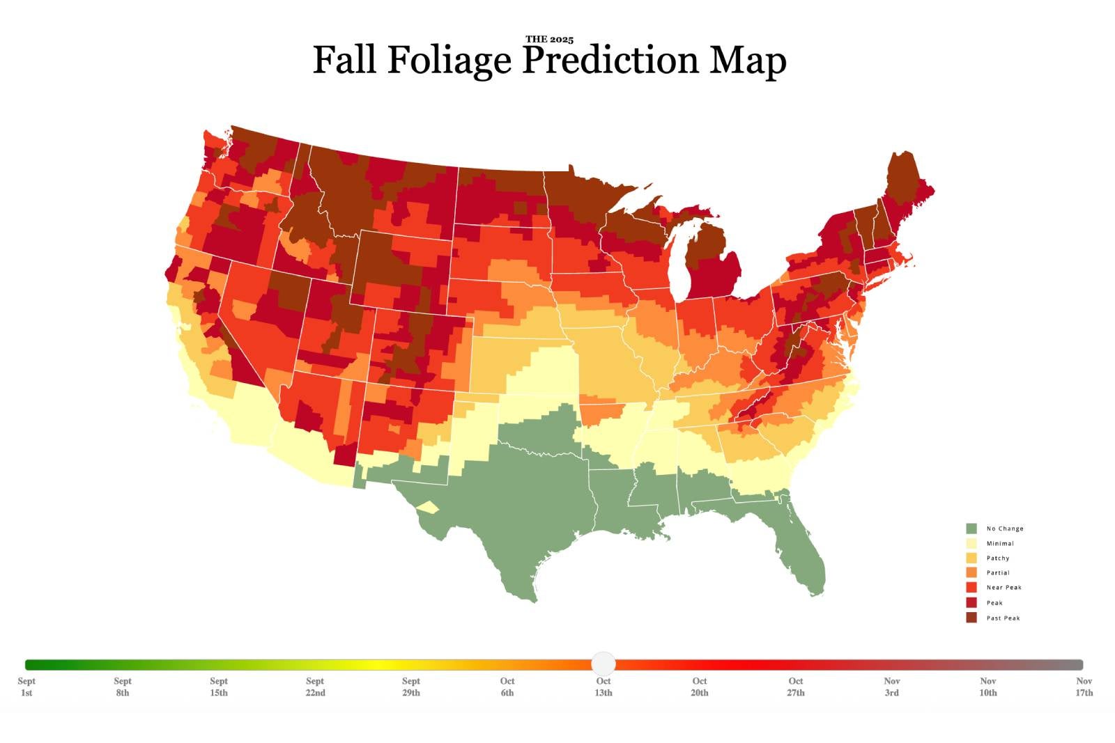 Smoky Mtns fall foliage map October 13