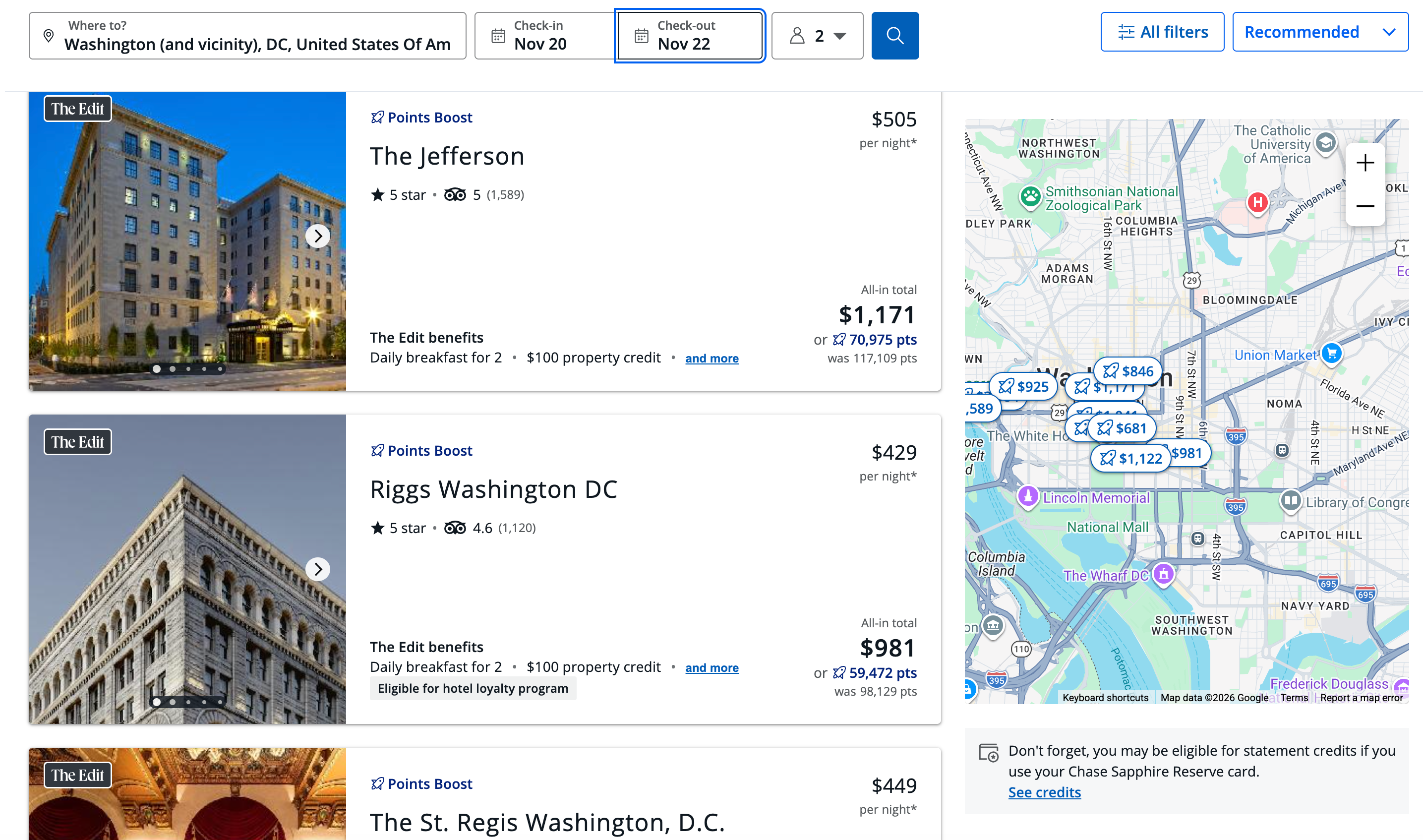 Booking a hotel through The Edit by Chase Travel