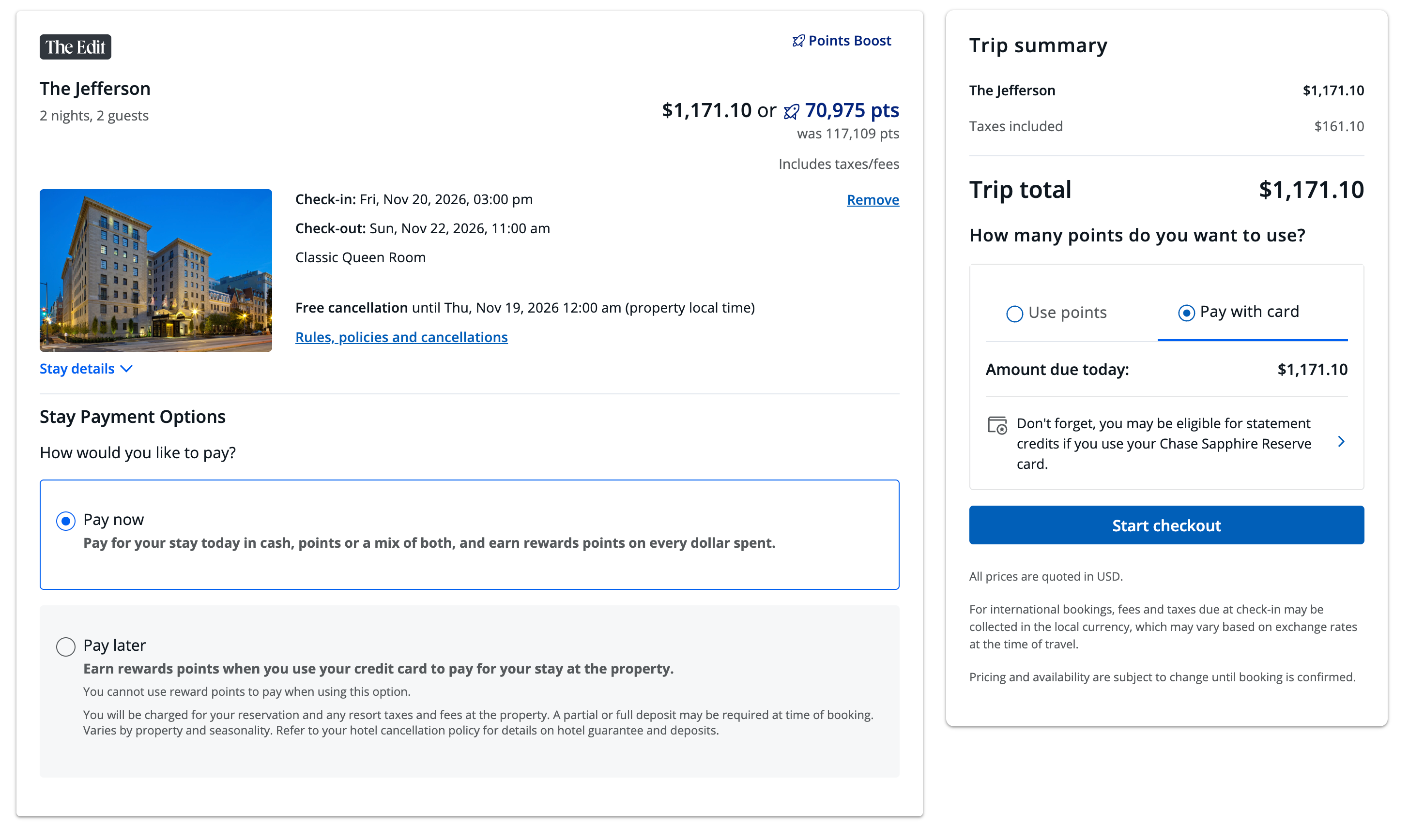 Booking a hotel through The Edit by Chase Travel