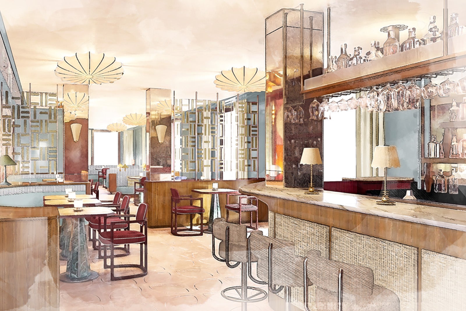 Artist rendering of Thompson Rome's restaurant and bar.