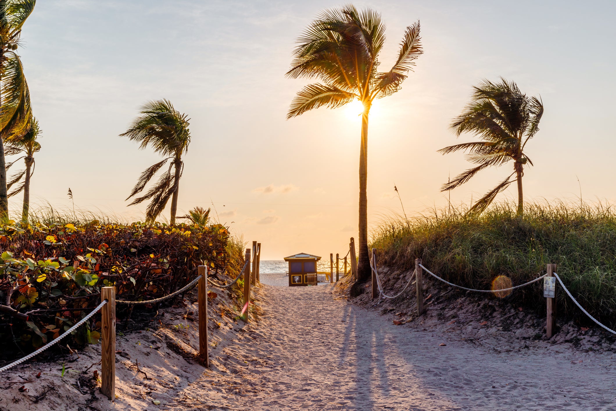 Path to the beach among sand dunes in South Beach