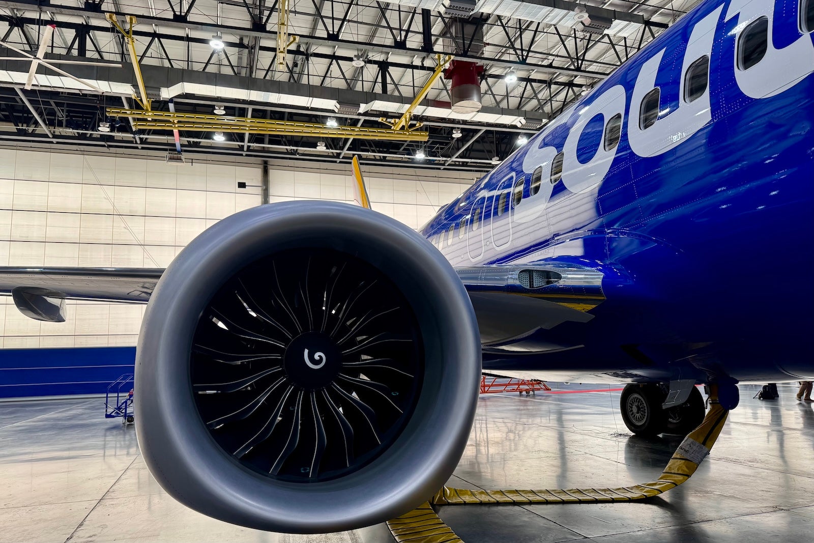 the engine of a Southwest Airlines plane
