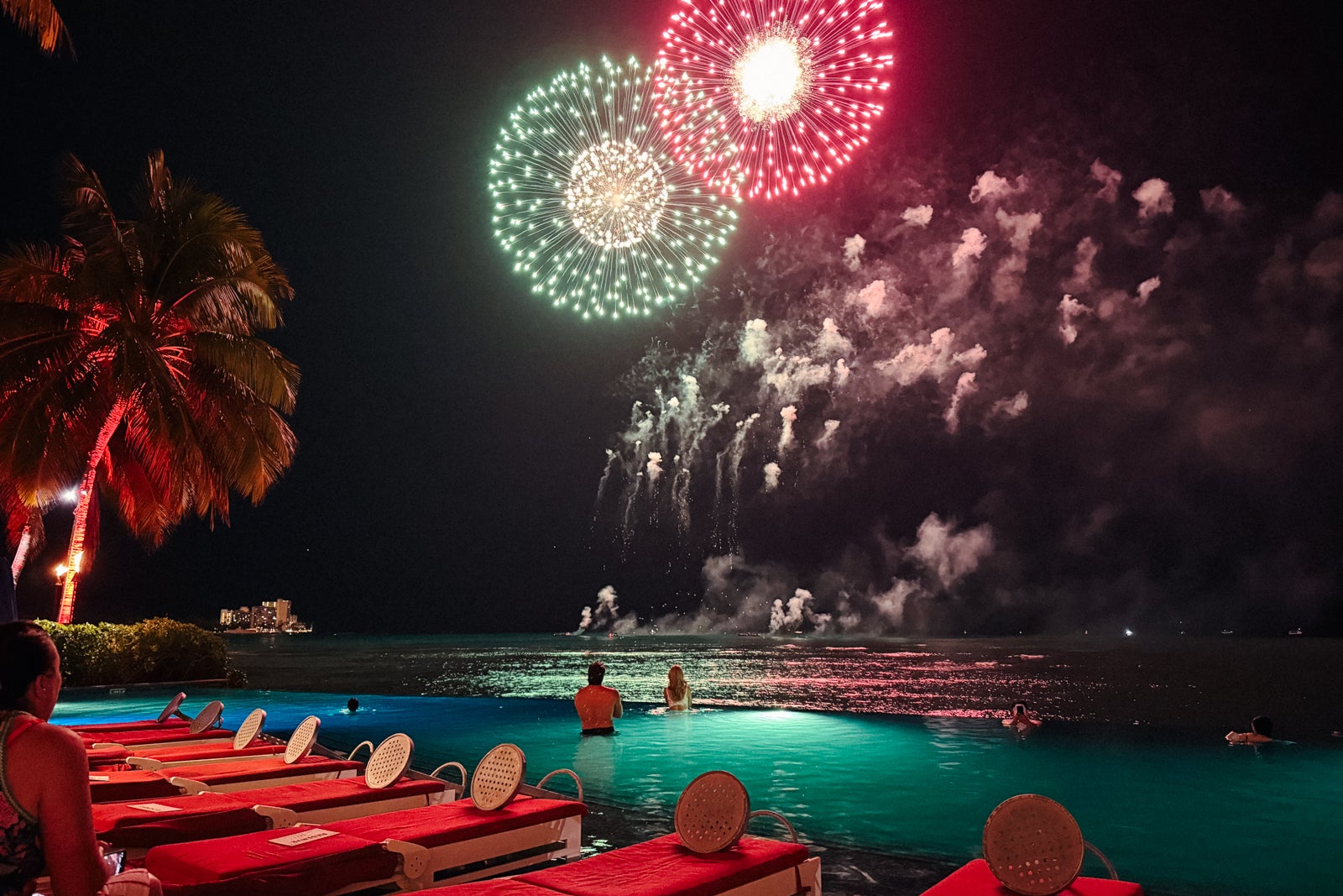 View of fireworks from Sheraton Waikiki.