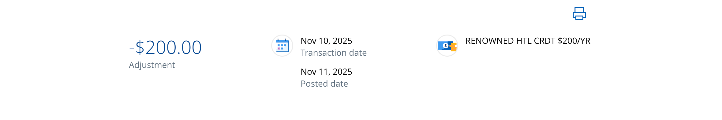 screenshot of credit redemption