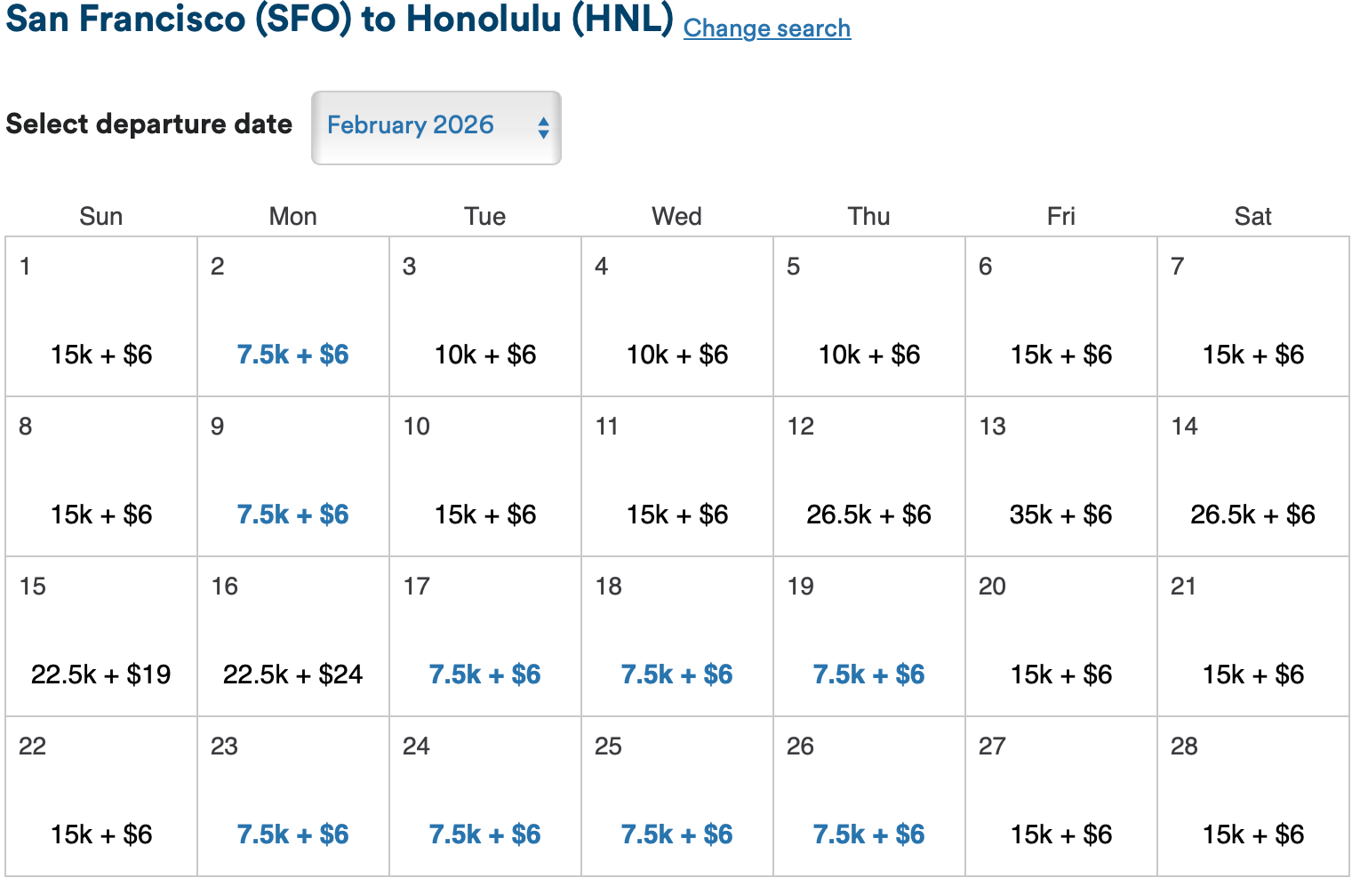 ALASKA AIRLINES calendar