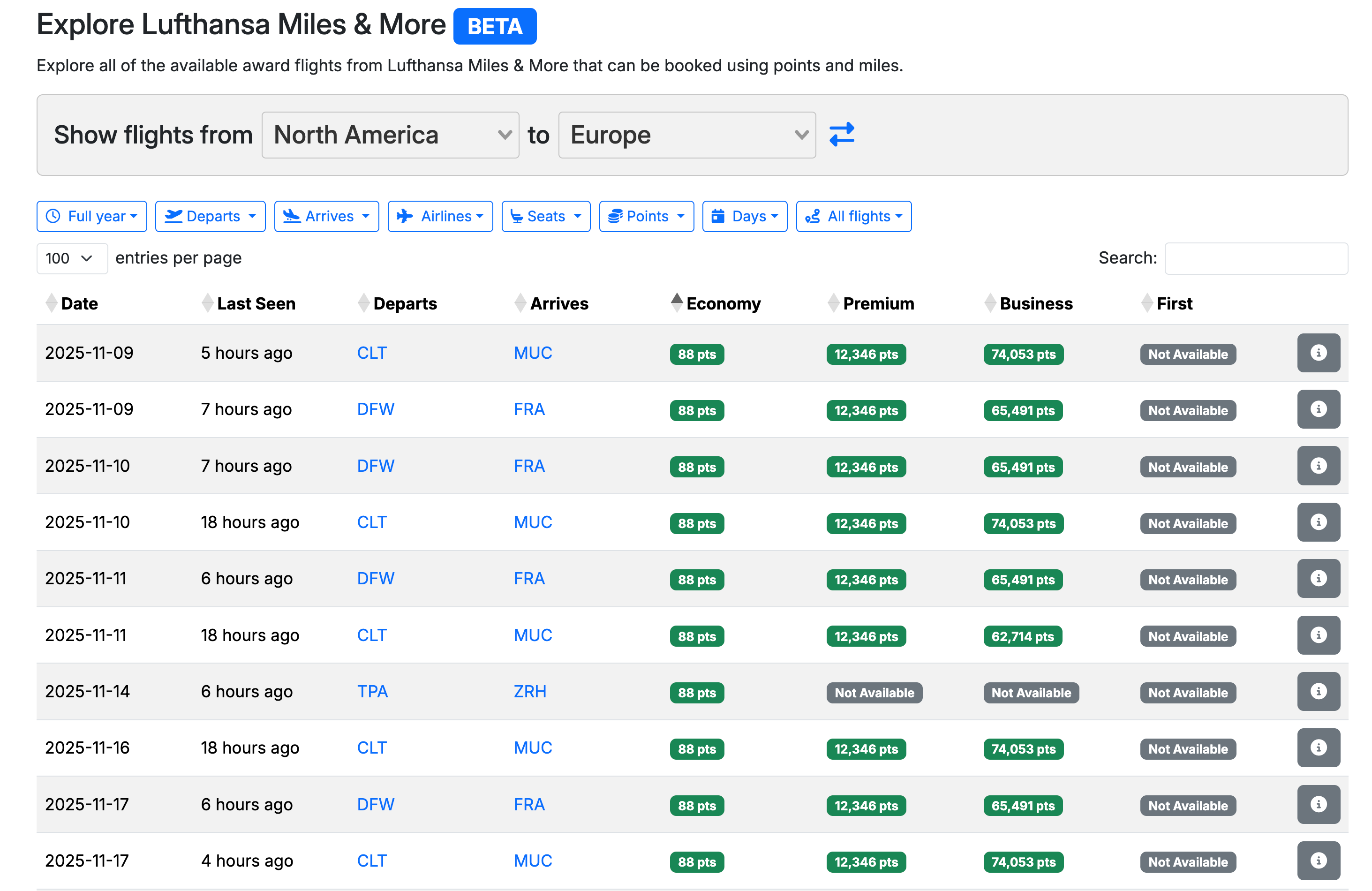Seats.aero screenshot