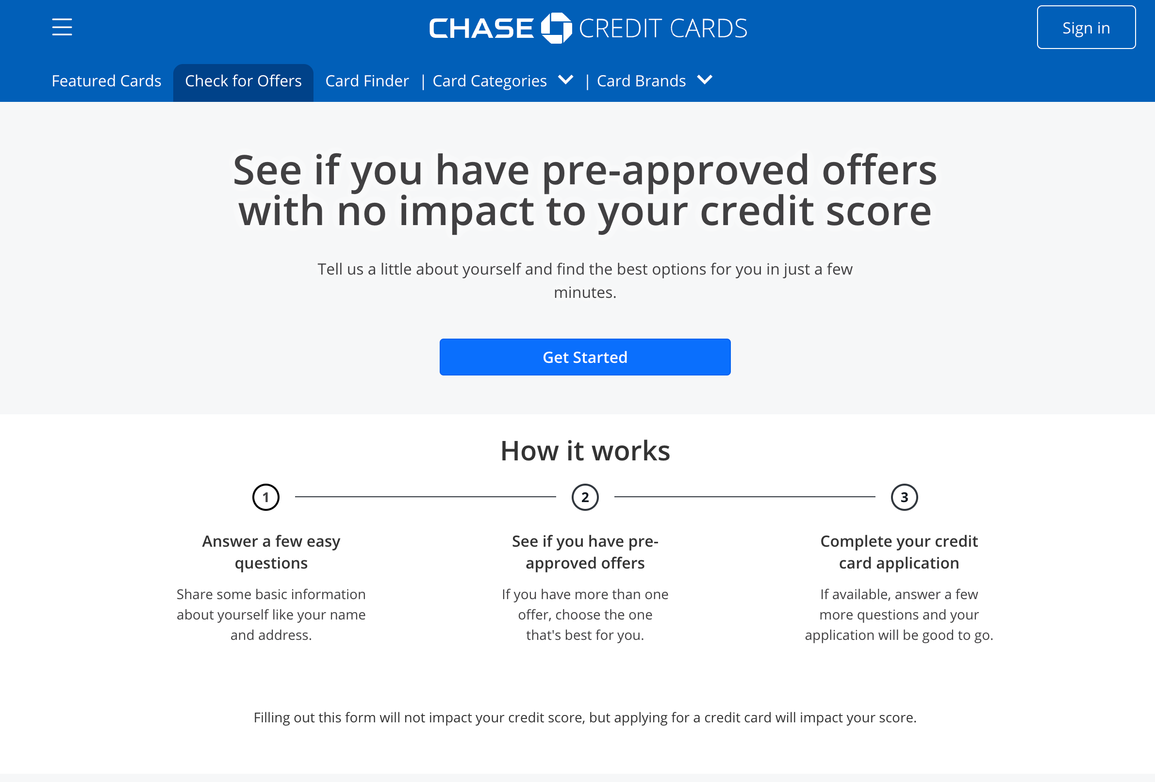 Chase screenshot of preapproval tool