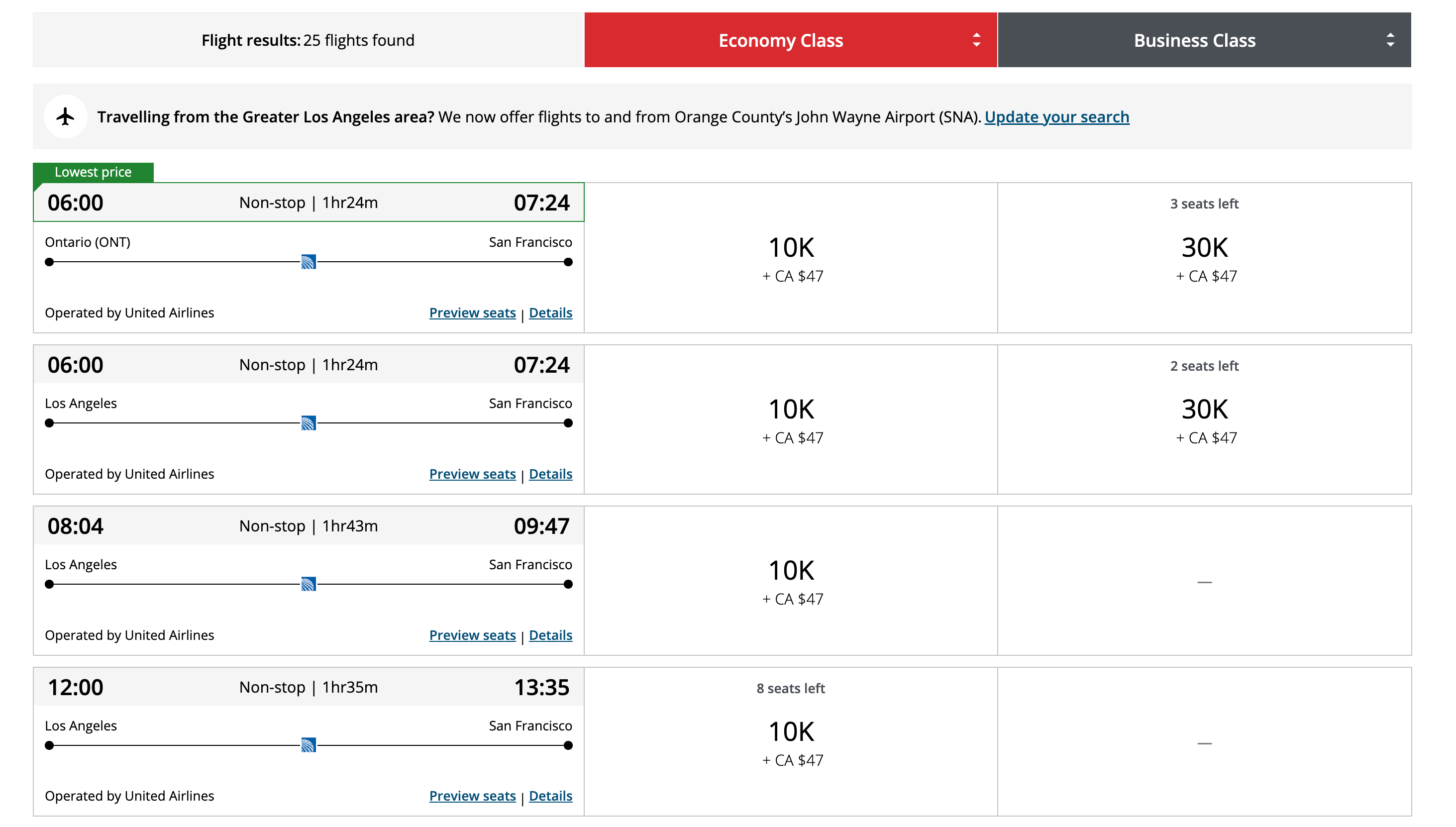 Air Canada screenshot