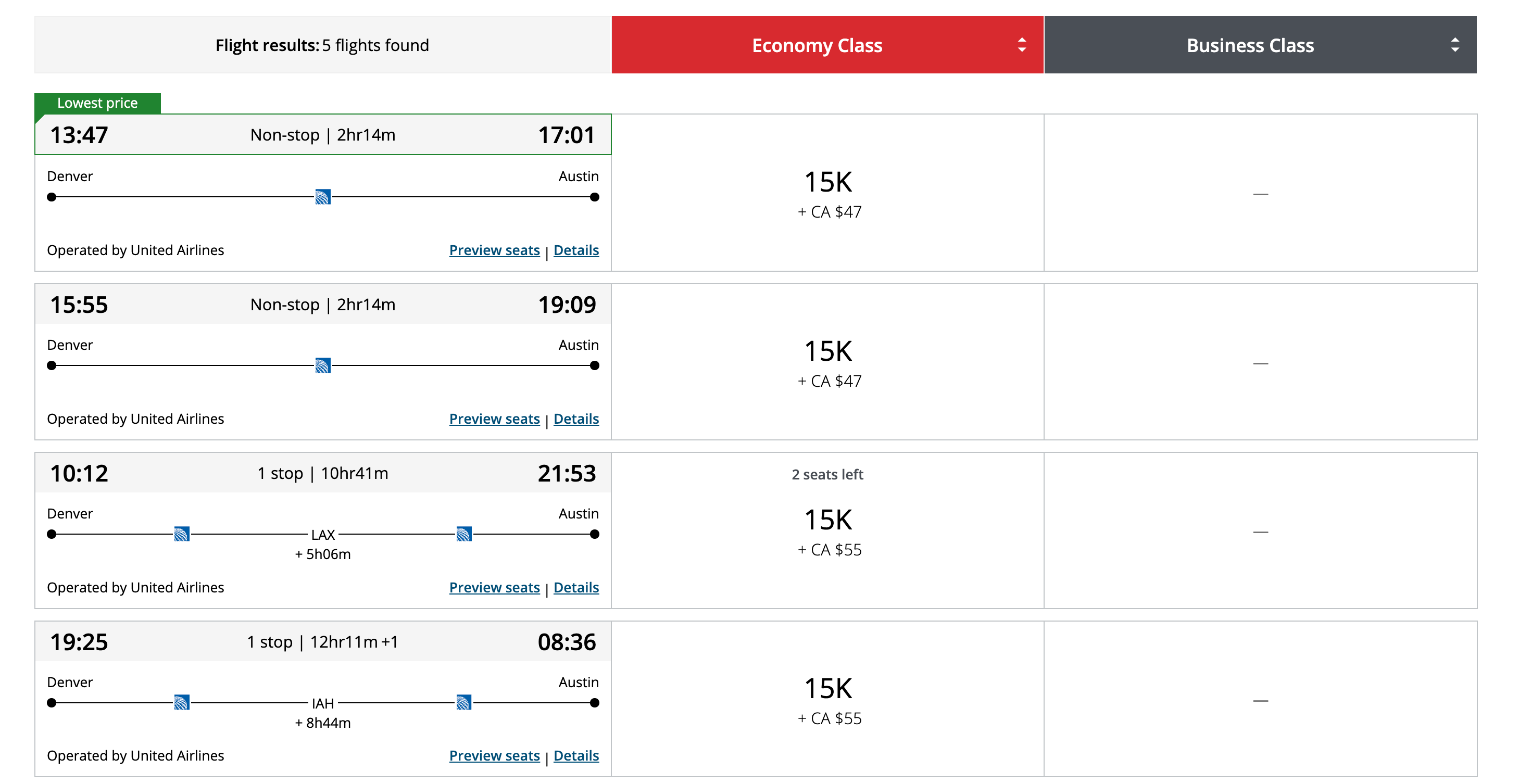 Air Canada screenshot