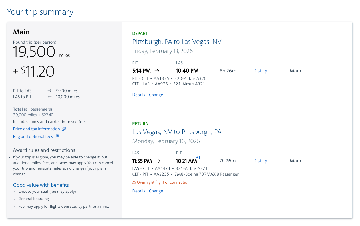 AAdvantage screenshot